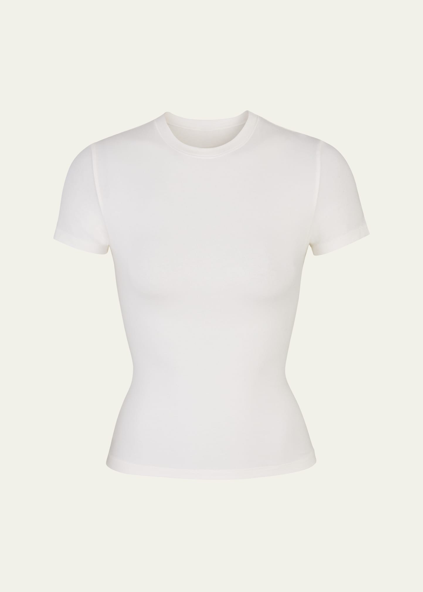 Skims Off-white Cotton Jersey T-shirt In Marble