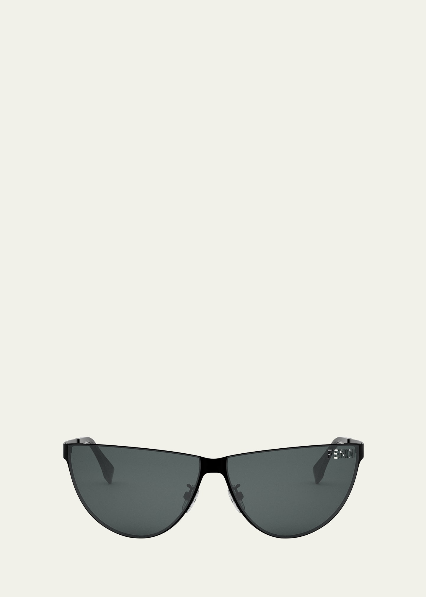 Shop Fendi Men's Logo Cutout Metal Cat-eye Sunglasses In Matte Black Smoke