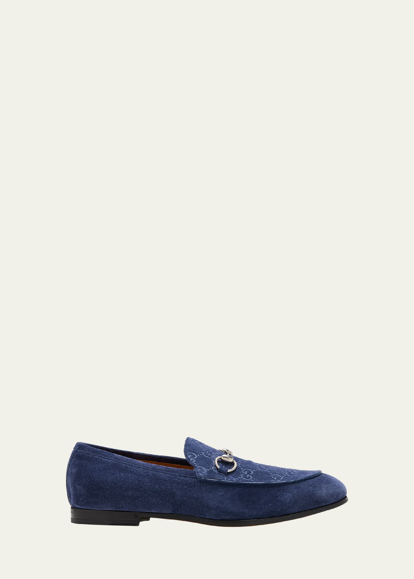 Gucci Men's Jordy Ssima Suede Loafers In Blue Agate