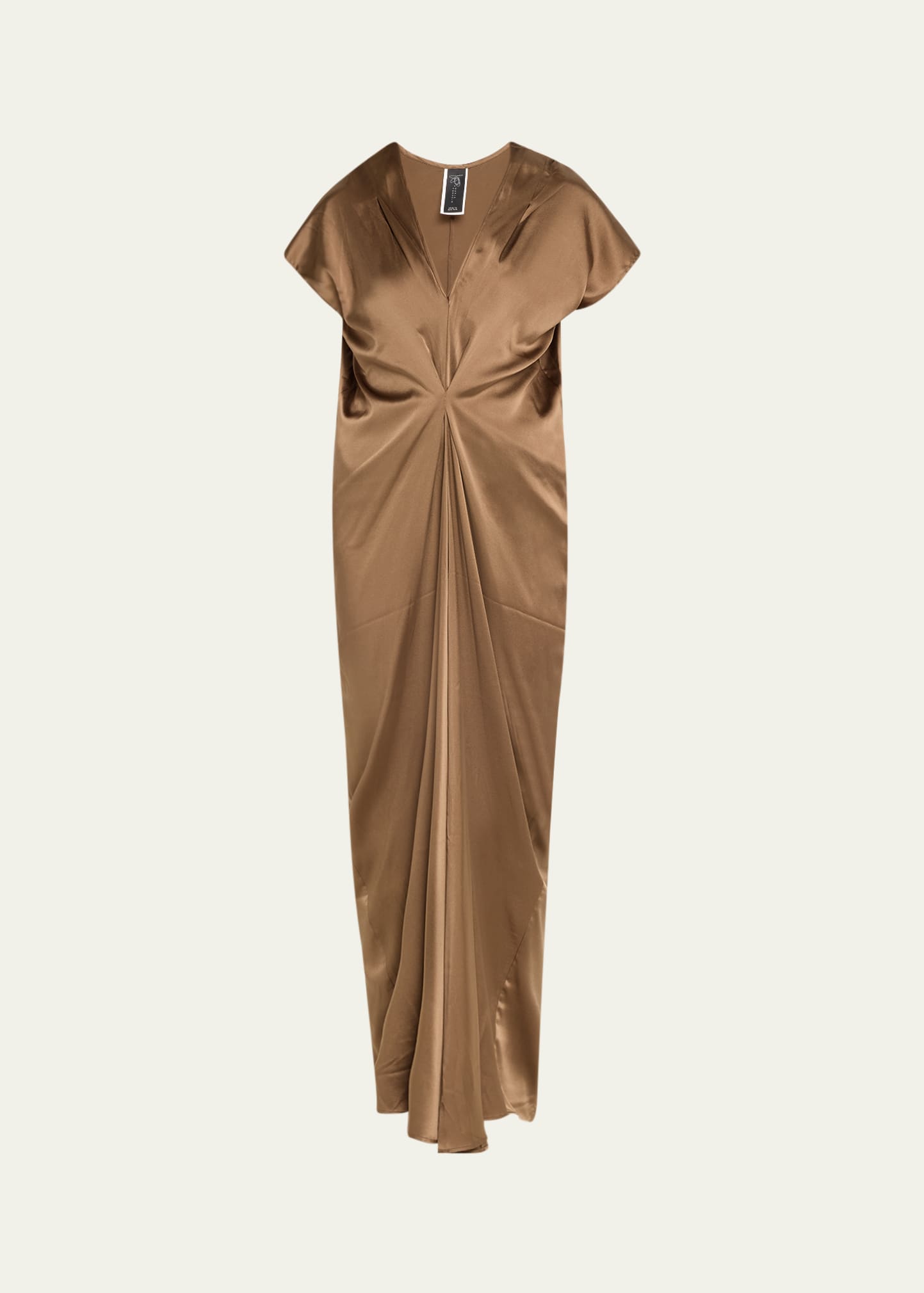 Zero + Maria Cornejo Long Muse Pleated Silk Dress In Brown