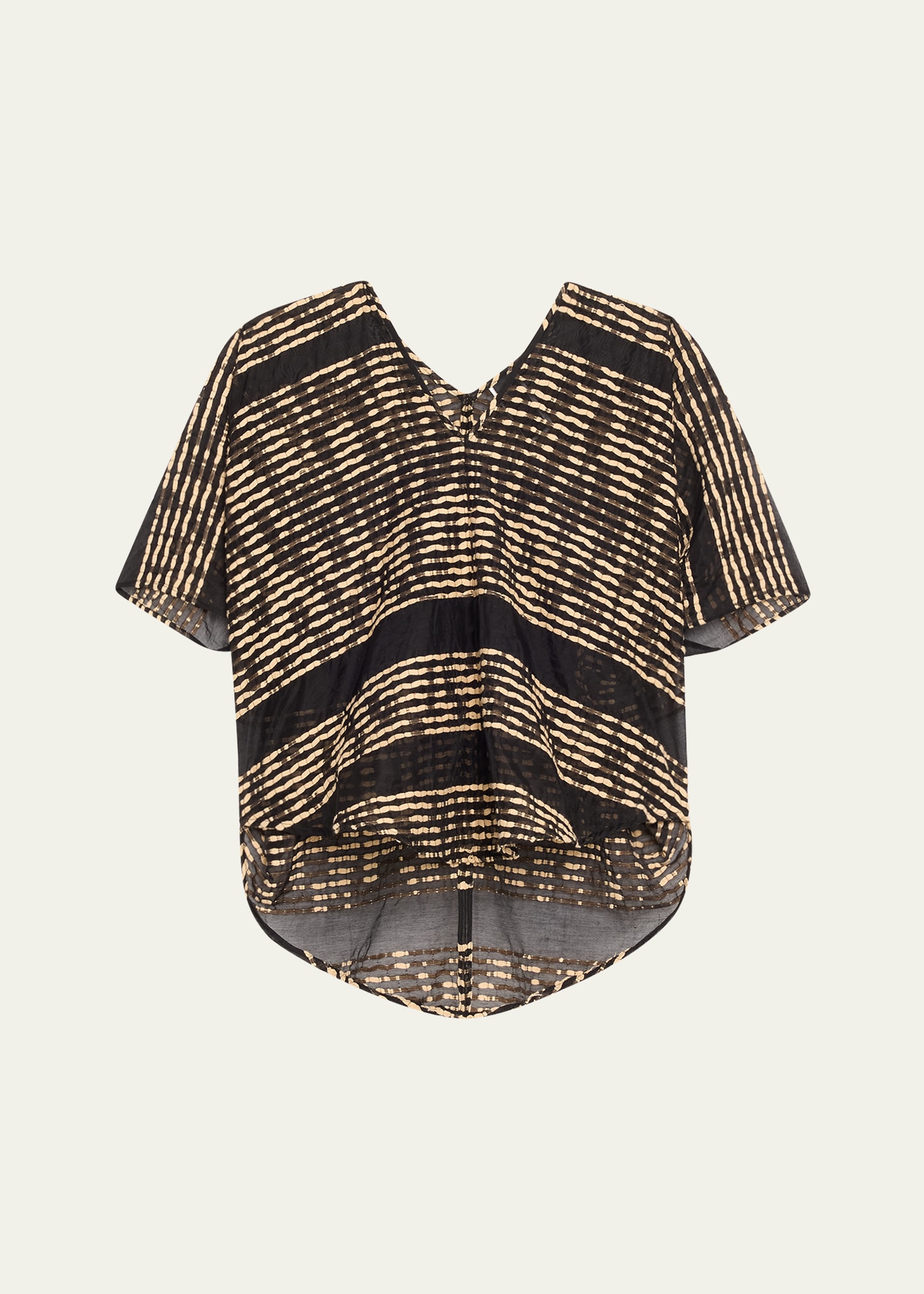 Shop Zero + Maria Cornejo Circle Lightweight Woven Stripe Top In Black/beige