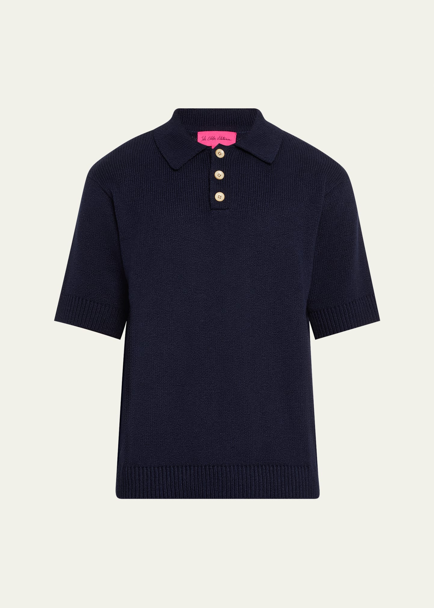 The Elder Statesman Men's Solid Knit Polo Shirt In Navy