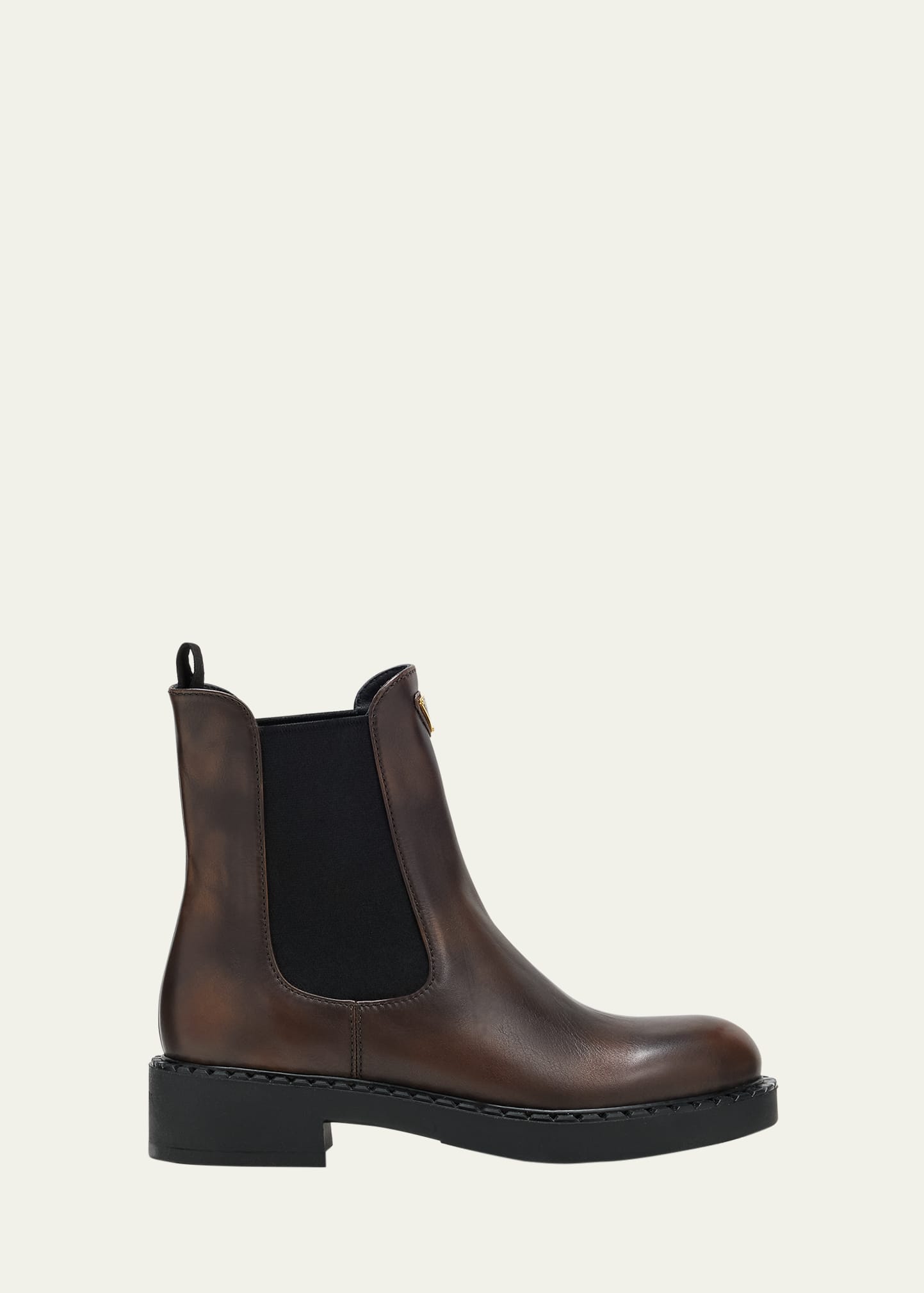 Prada Chocolate Calfskin Chelsea Ankle Boots In Brown