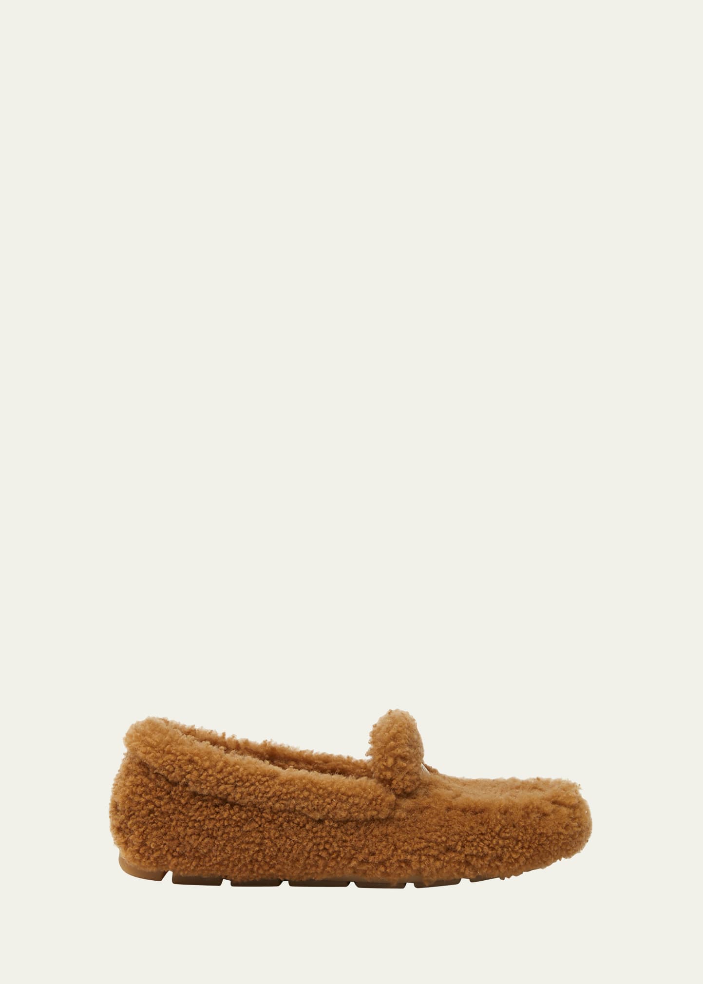 Prada Shearling Cozy Driver Loafers In Brown