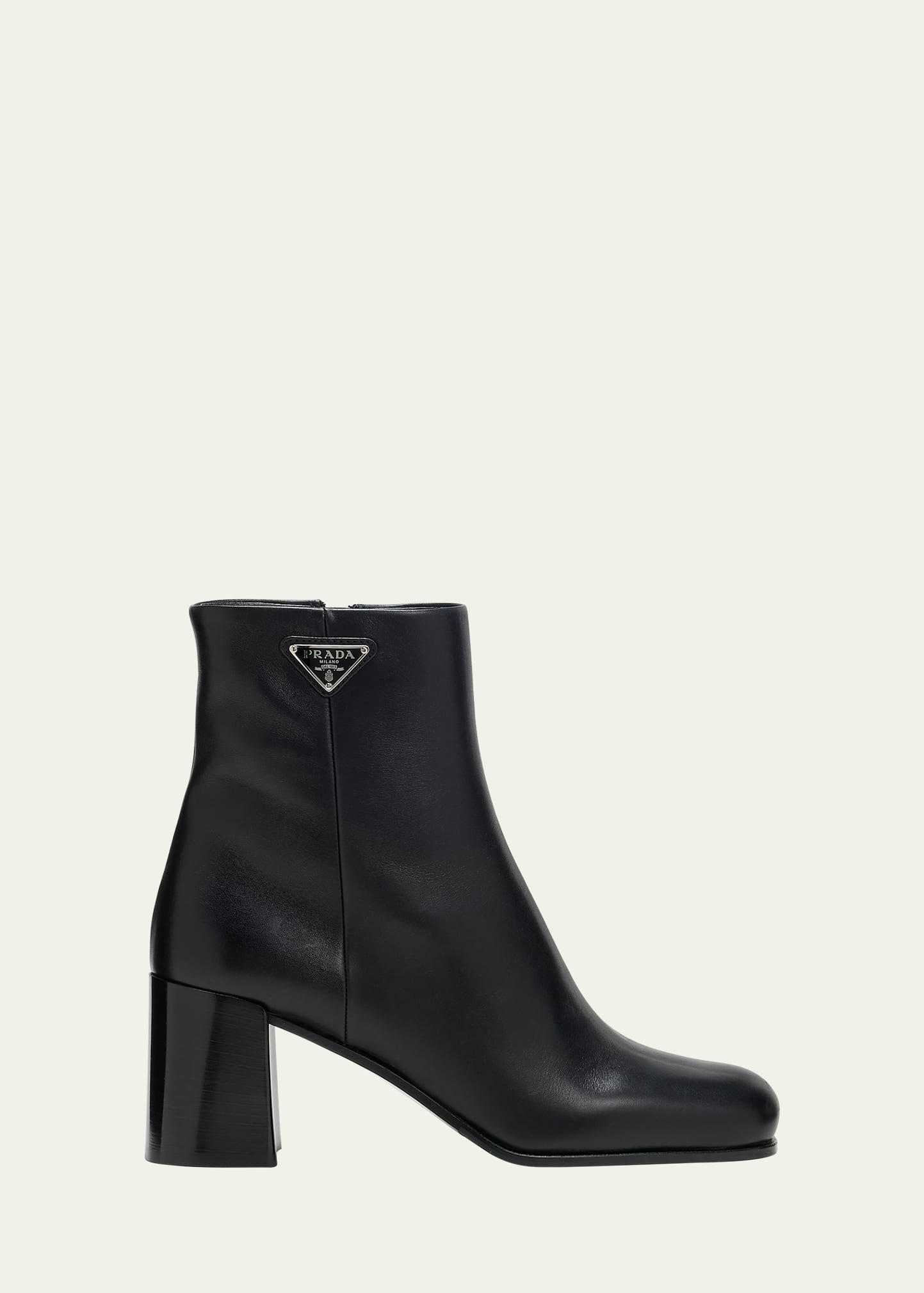 Shop Prada Calfskin Block-heel Ankle Boots In Nero