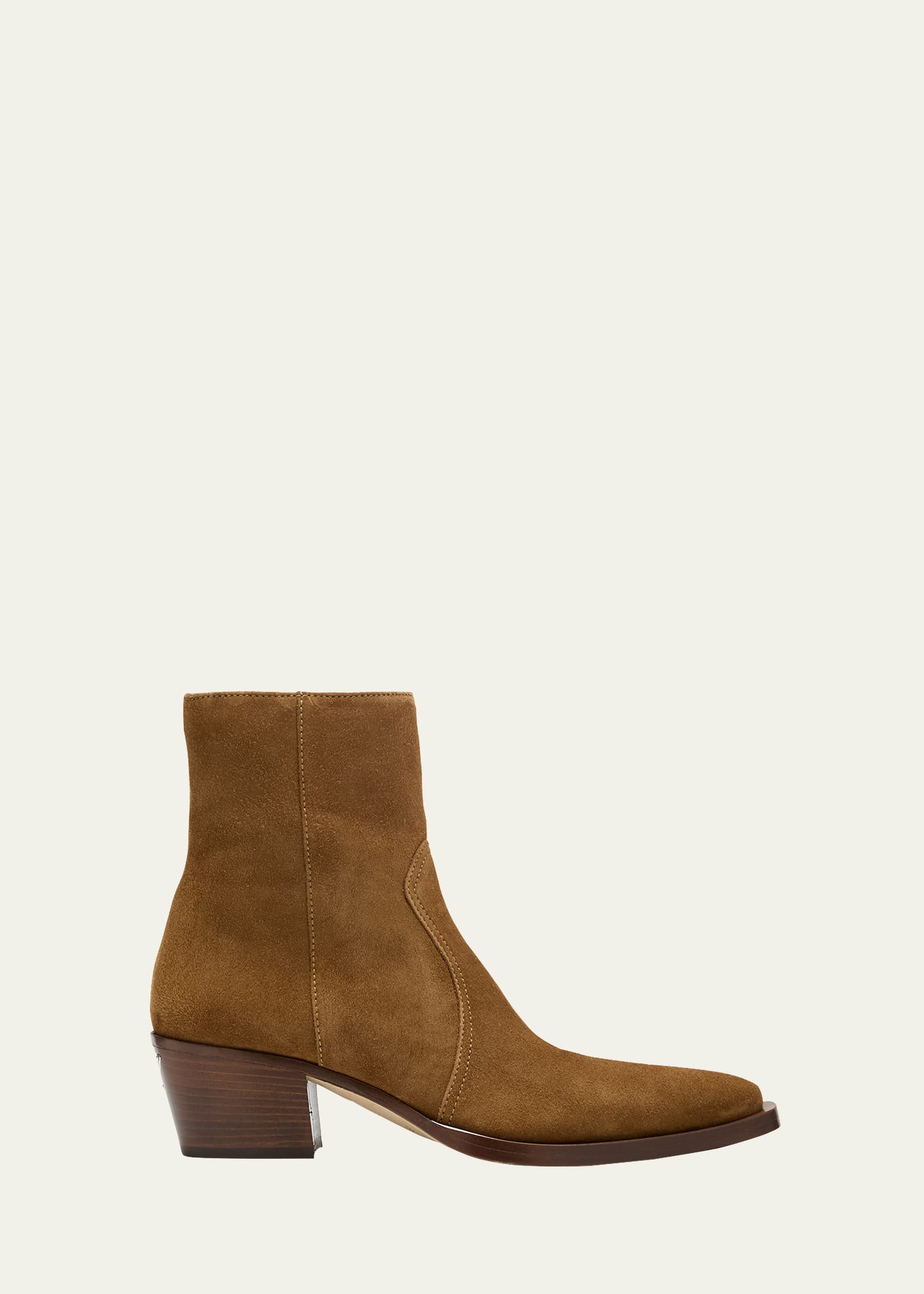 Prada Suede Zip Ankle Boots In Brown