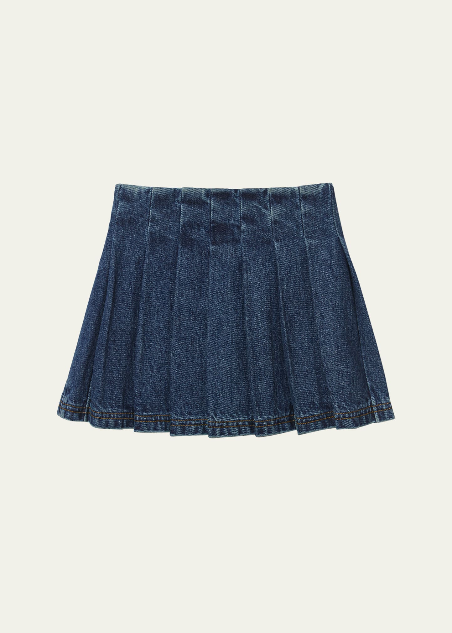 Self-portrait Kids' Girl's Pleated Denim Skirt In Blue
