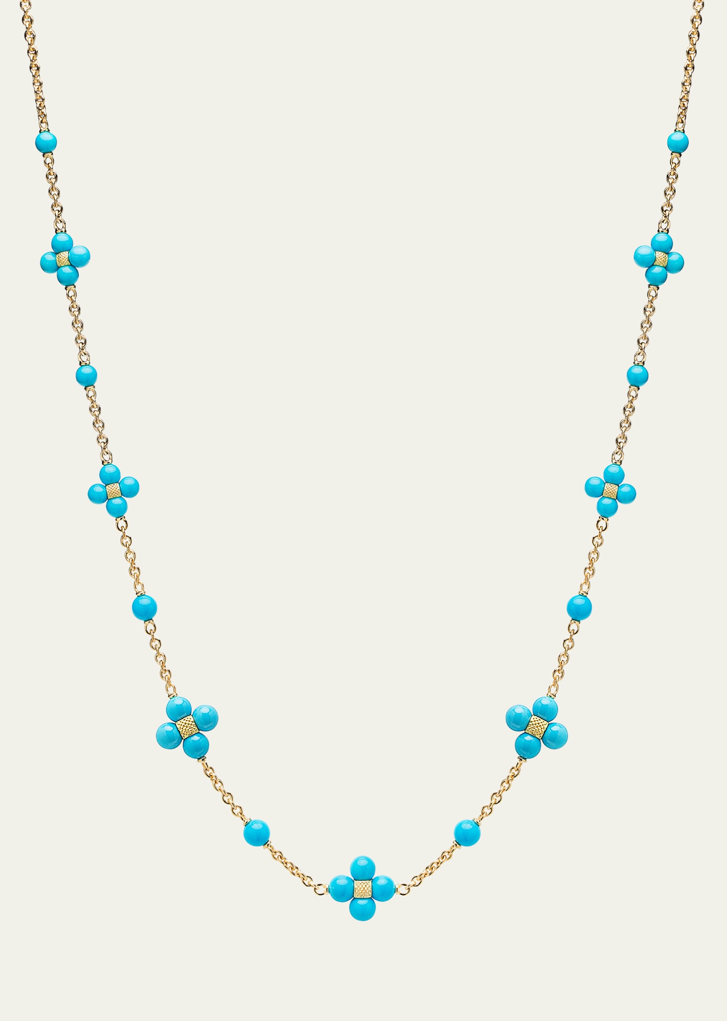 18K Yellow Gold Turquoise Sequence Necklace