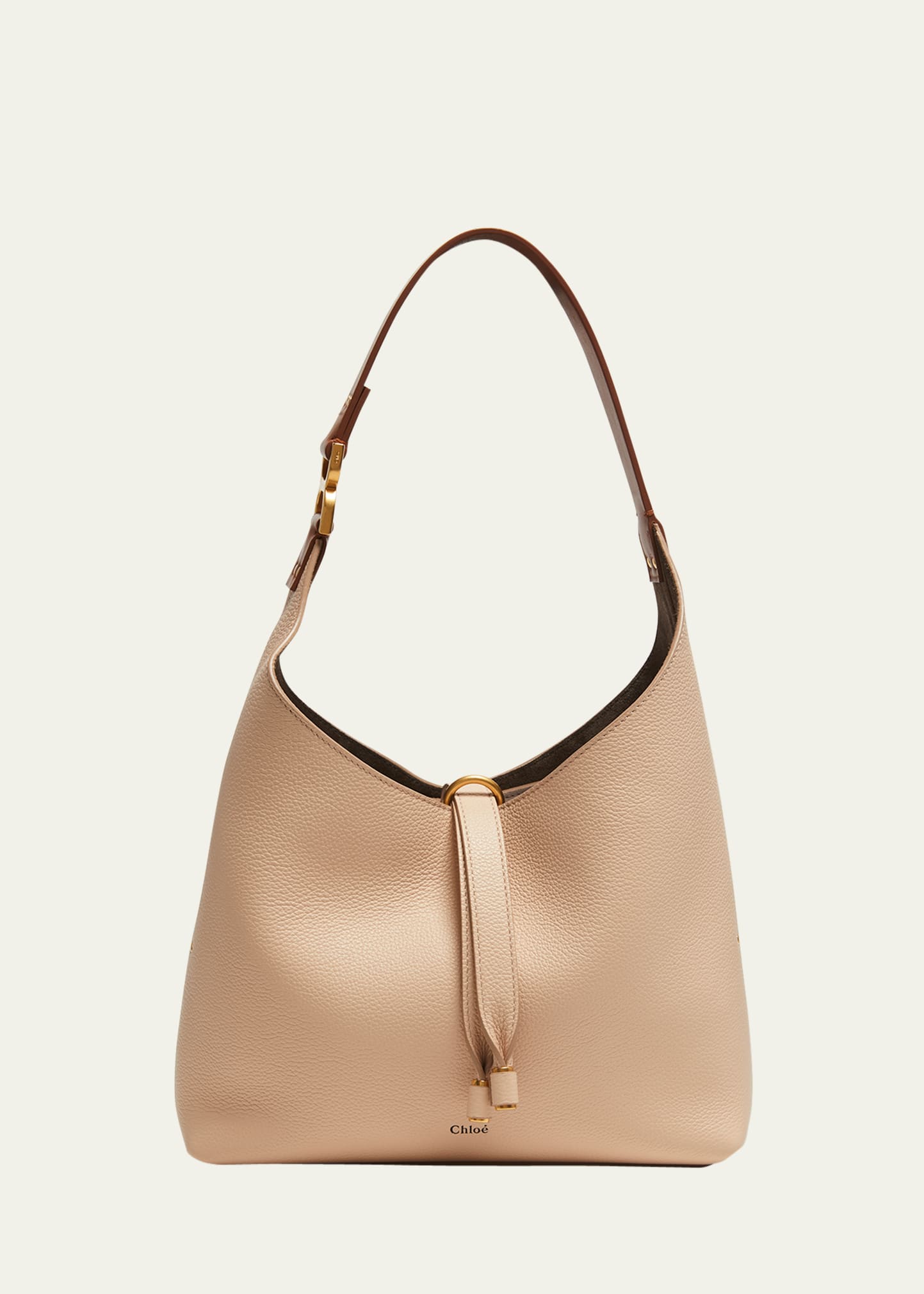 Chloé Petit Sac Hobo Marcie En Cuir Grainé Femme Rose Taille Onesize 100% Cuir De Veau In Cement Pink