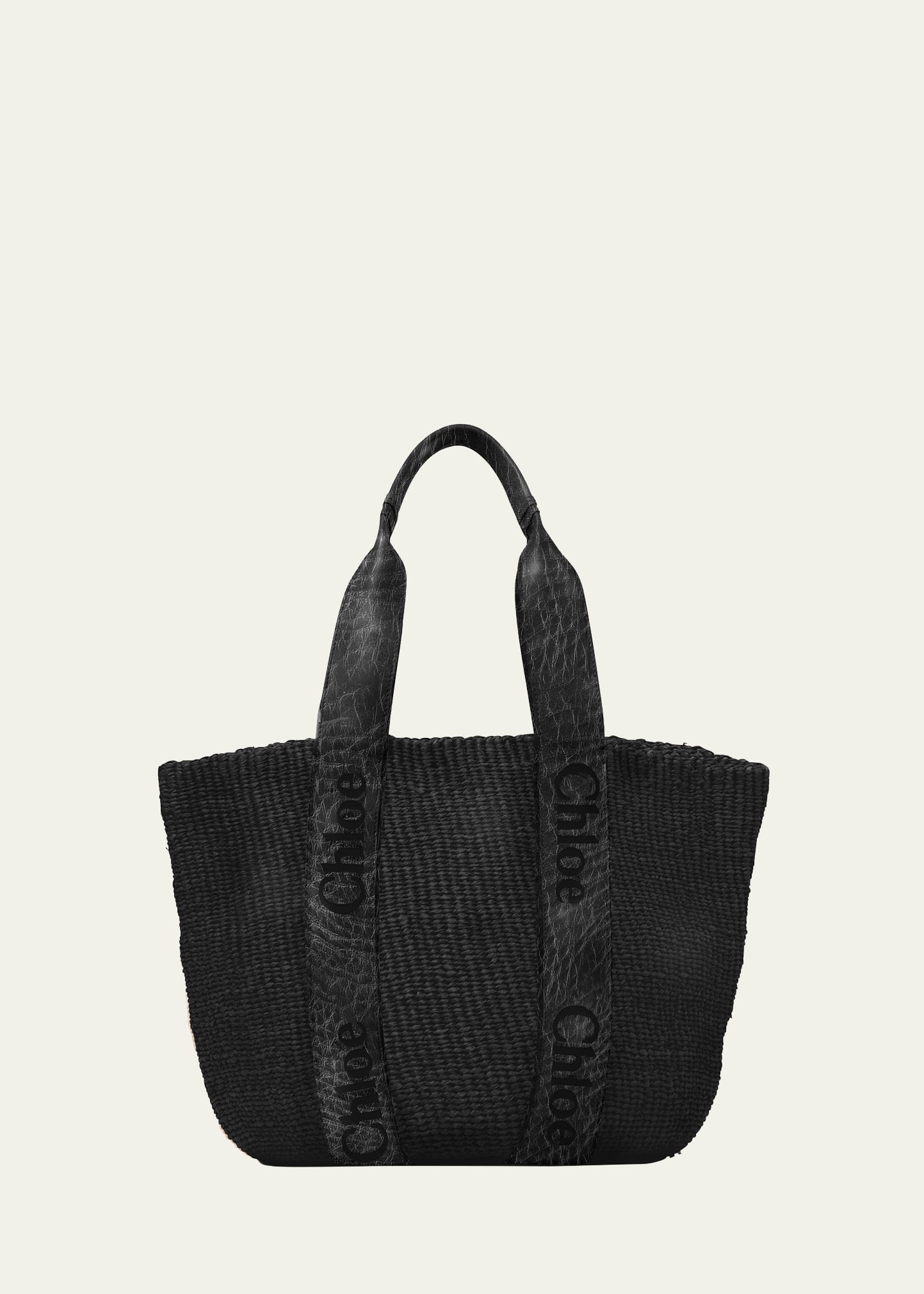 CHLOÉ WOODY MIFUKO BASKET BAG WITH LOGO WEBBING 