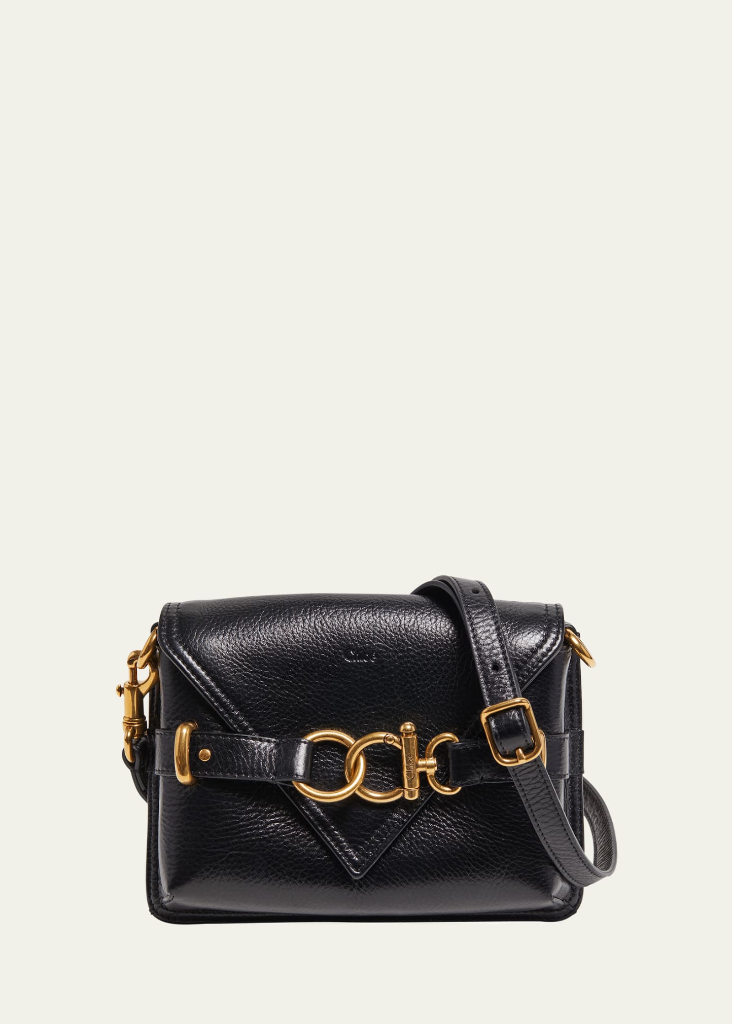 Chloé Mini Sac Bandoulière Cape Bag En Cuir Grainé Femme Noir Taille Onesize 100% Cuir De Veau In Black
