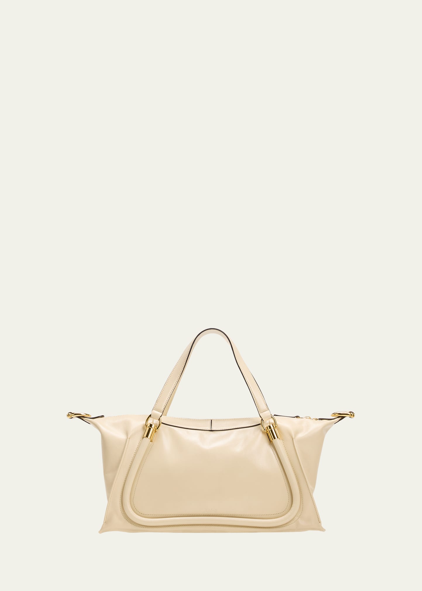 Chloé Paraty 24 Large Bag In Shiny Calfskin In Sweet Beige