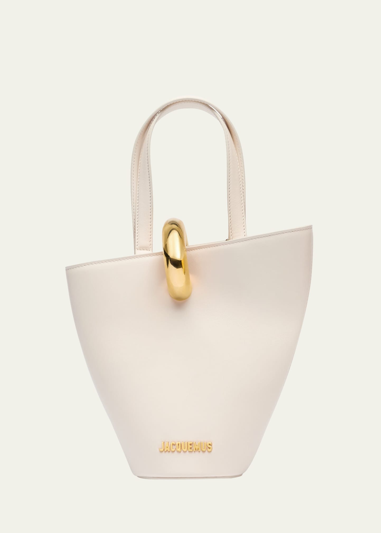 Jacquemus Structured Tote Bag With Detachable Shoulder Strap In Light Ivory