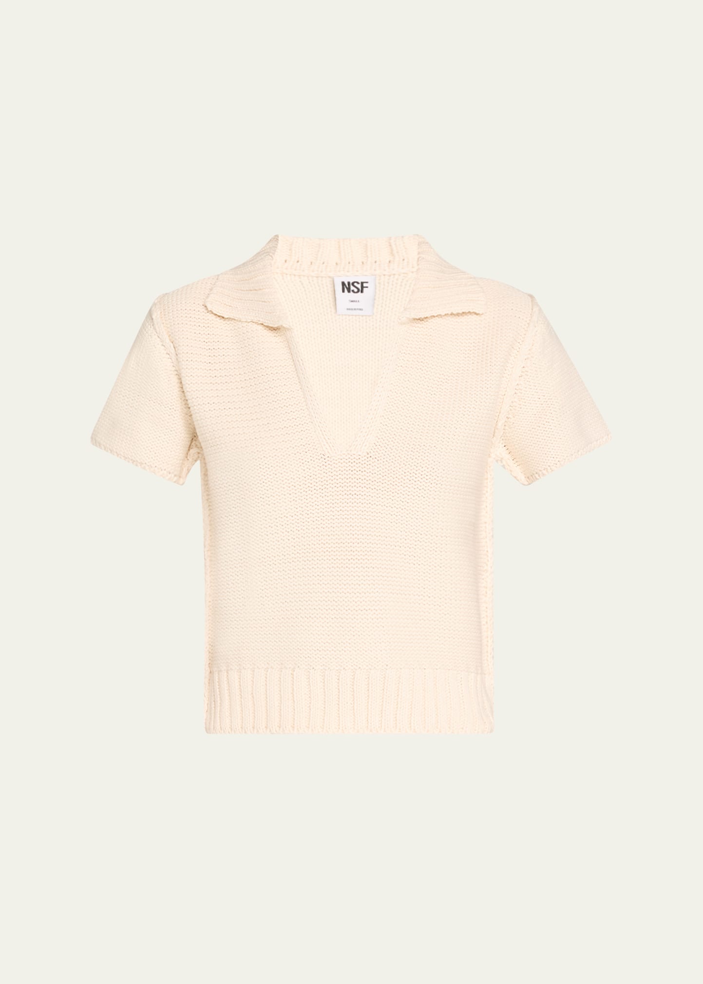 Sage Short-Sleeve Cotton Knit Polo Top