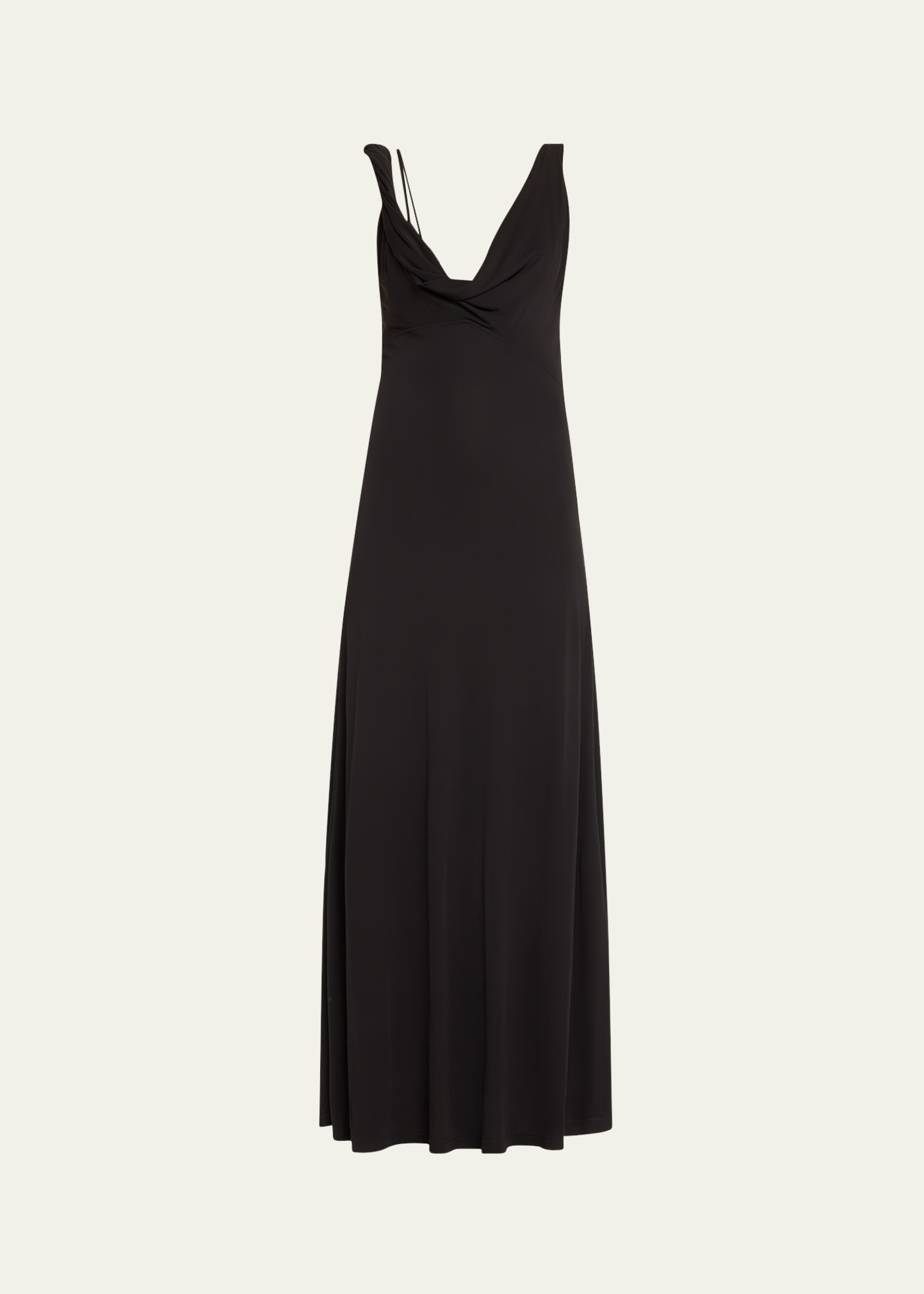 Shop Totême Twist Drape Crepe Jersey Dress In Black