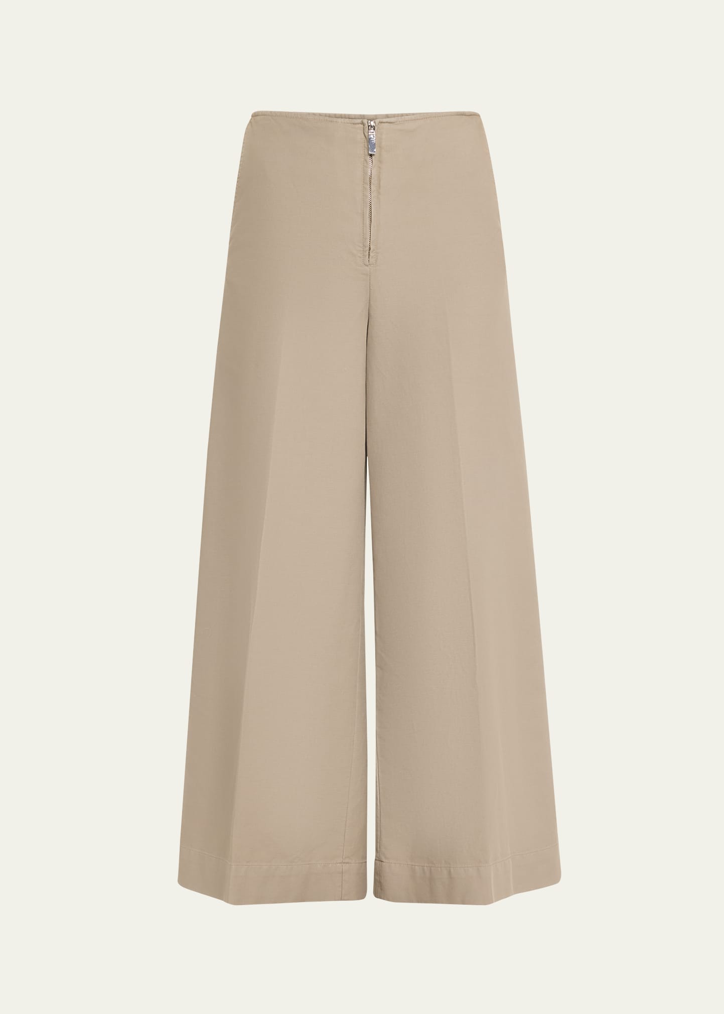 Totême Zip-front Wide Leg Cropped Trousers In Dove