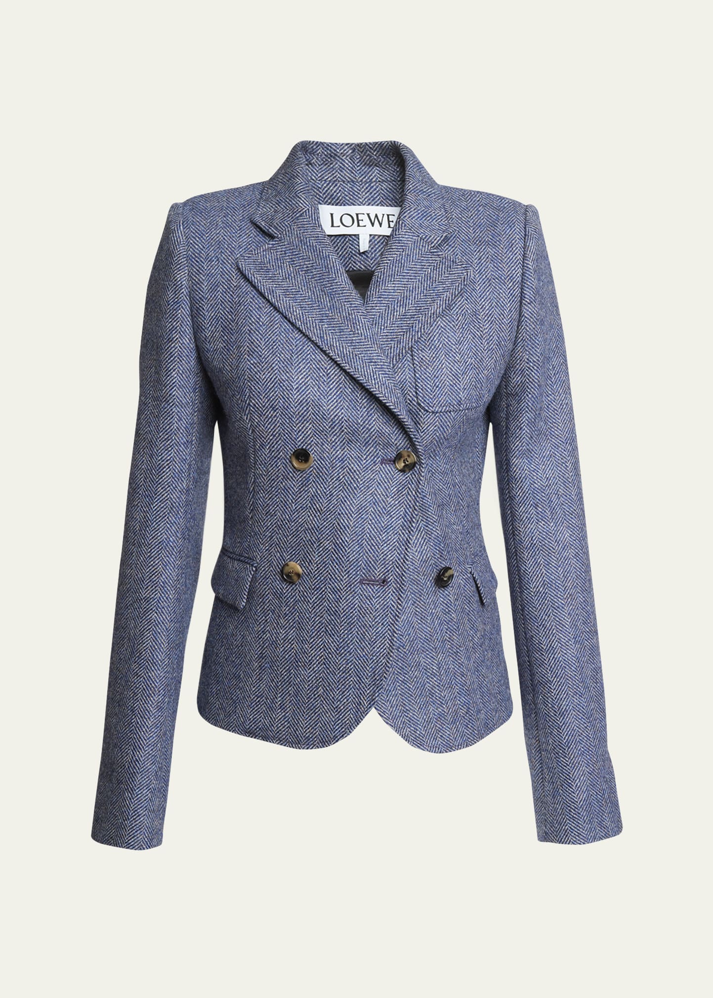 【関税&送料込】Loewe Midnight Blue Wool Blazer LOEWE Double-breasted cropped wool blazer | Harvey Nichols