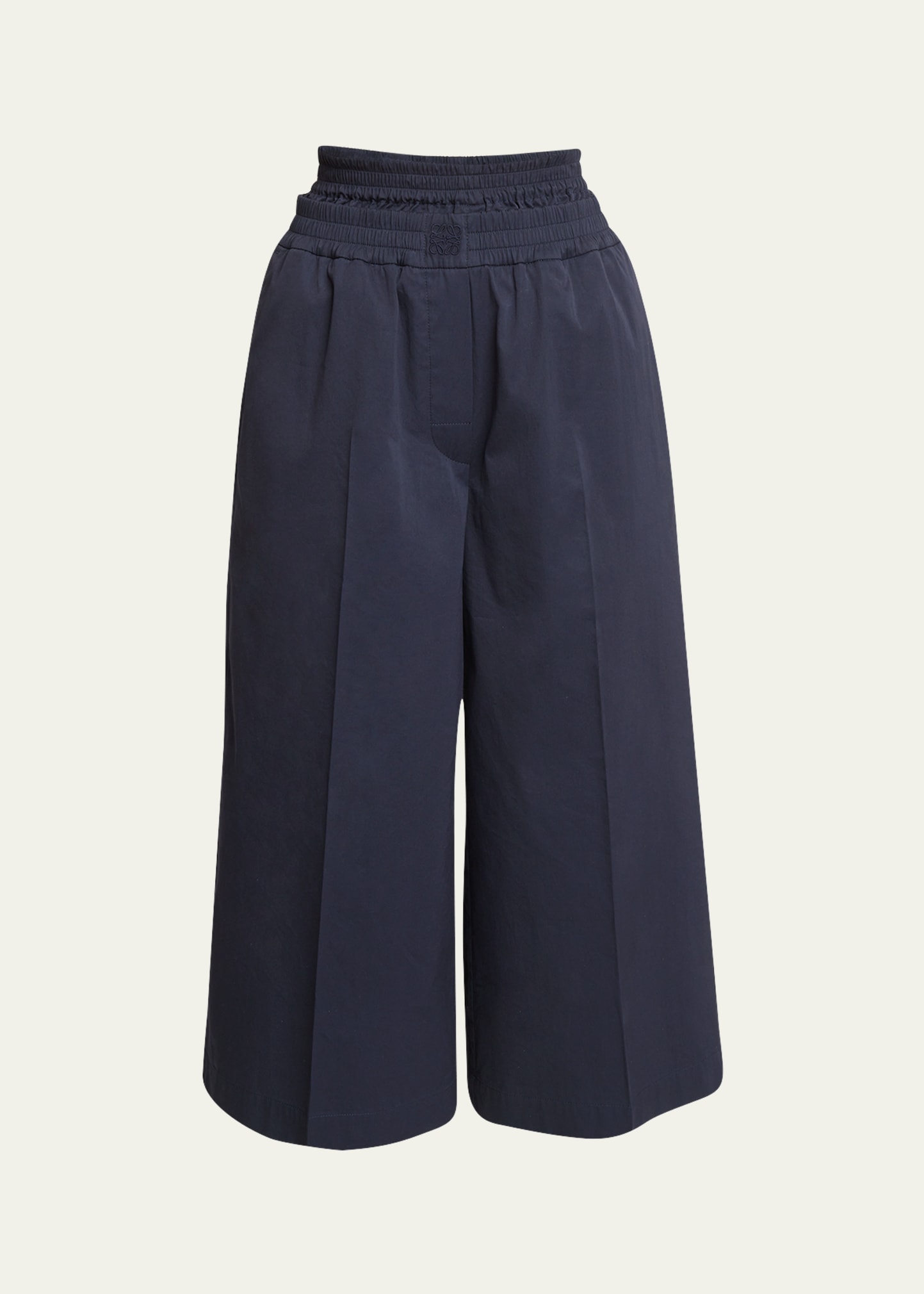 Loewe Double Waistband Wide-leg Crop Trousers In Midnight B