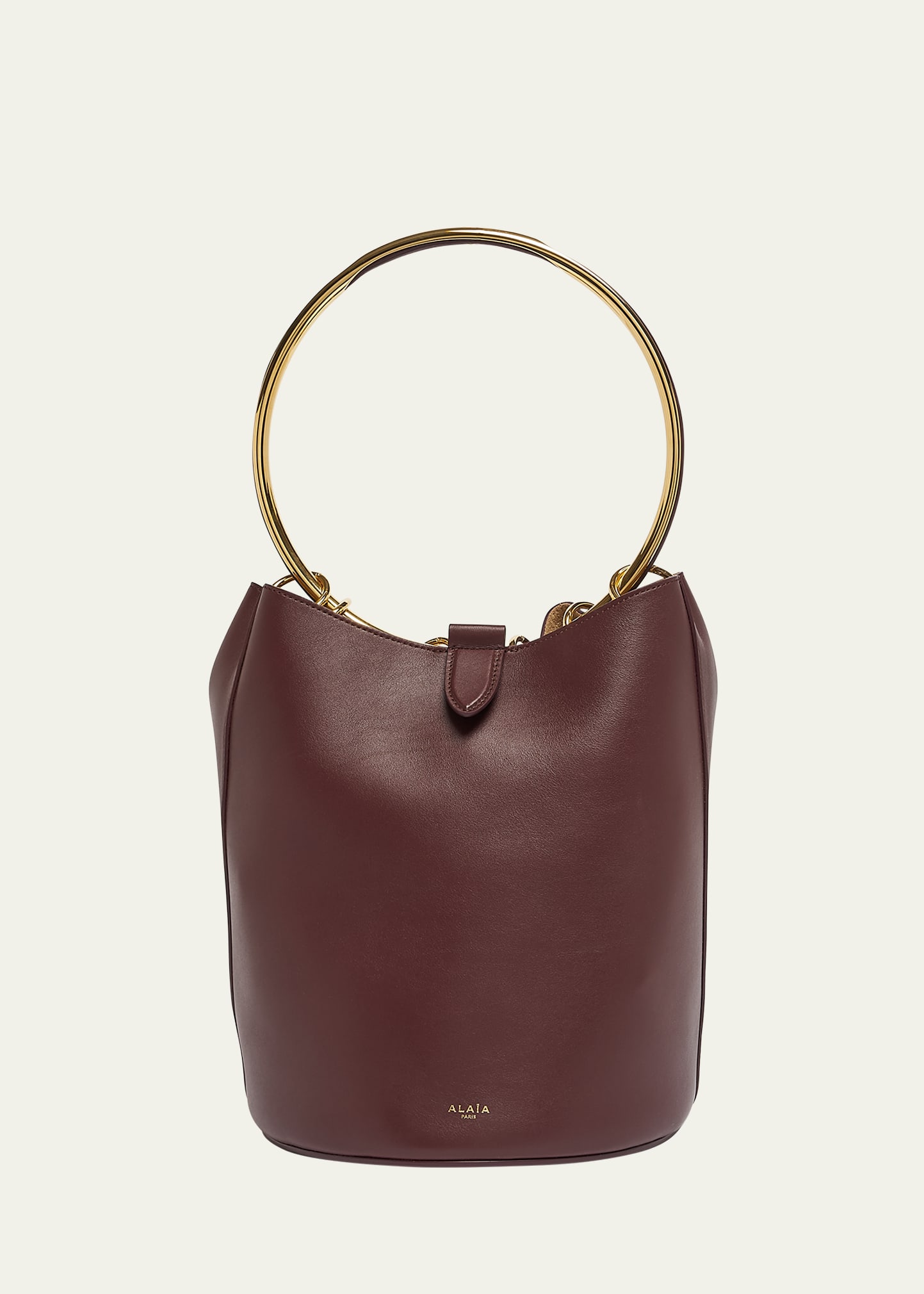 Shop Alaïa Large Ring Bucket Bag In Leather In 719 Chocolat