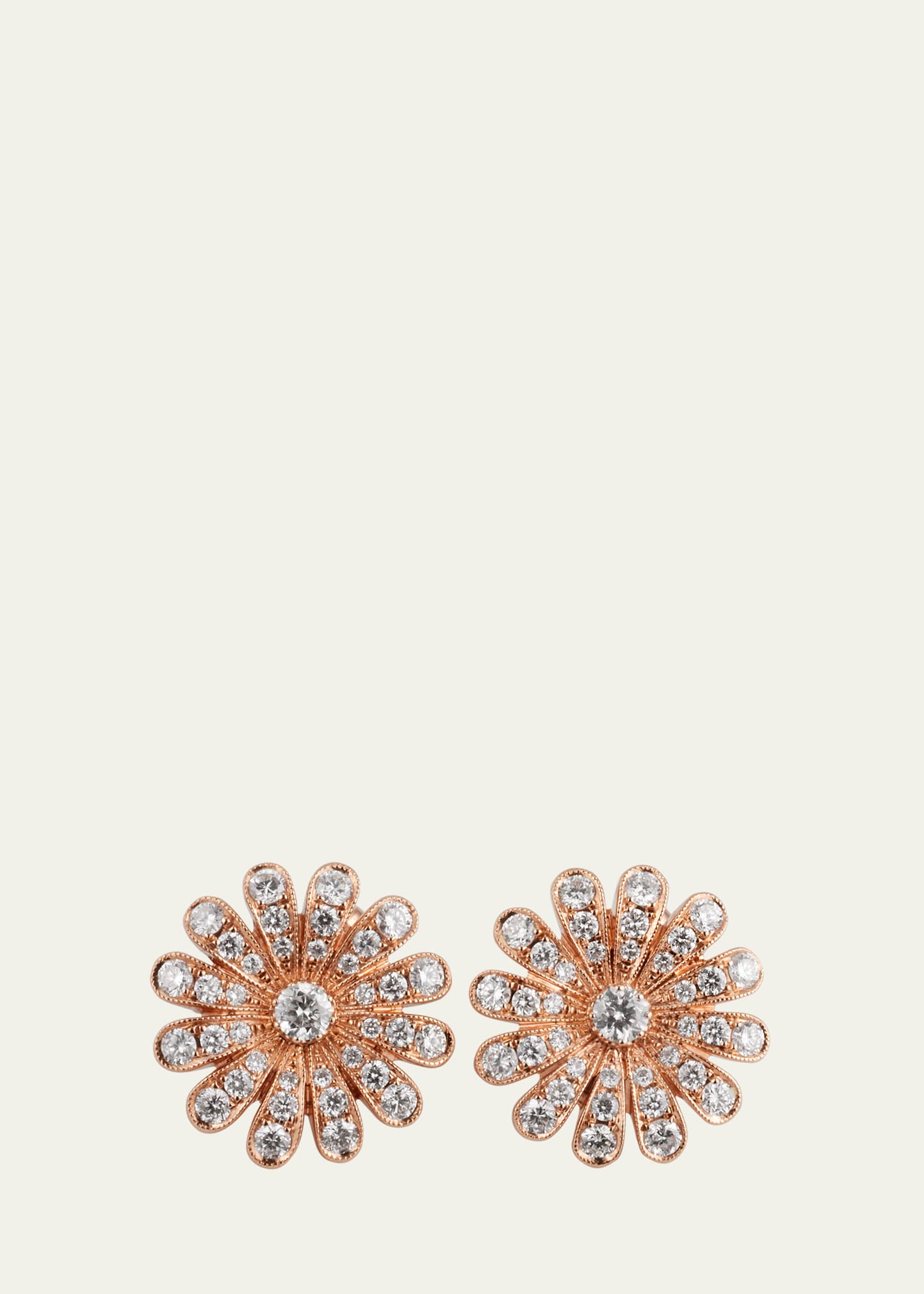 18K Rose Gold Daisy Earrings with Diamonds