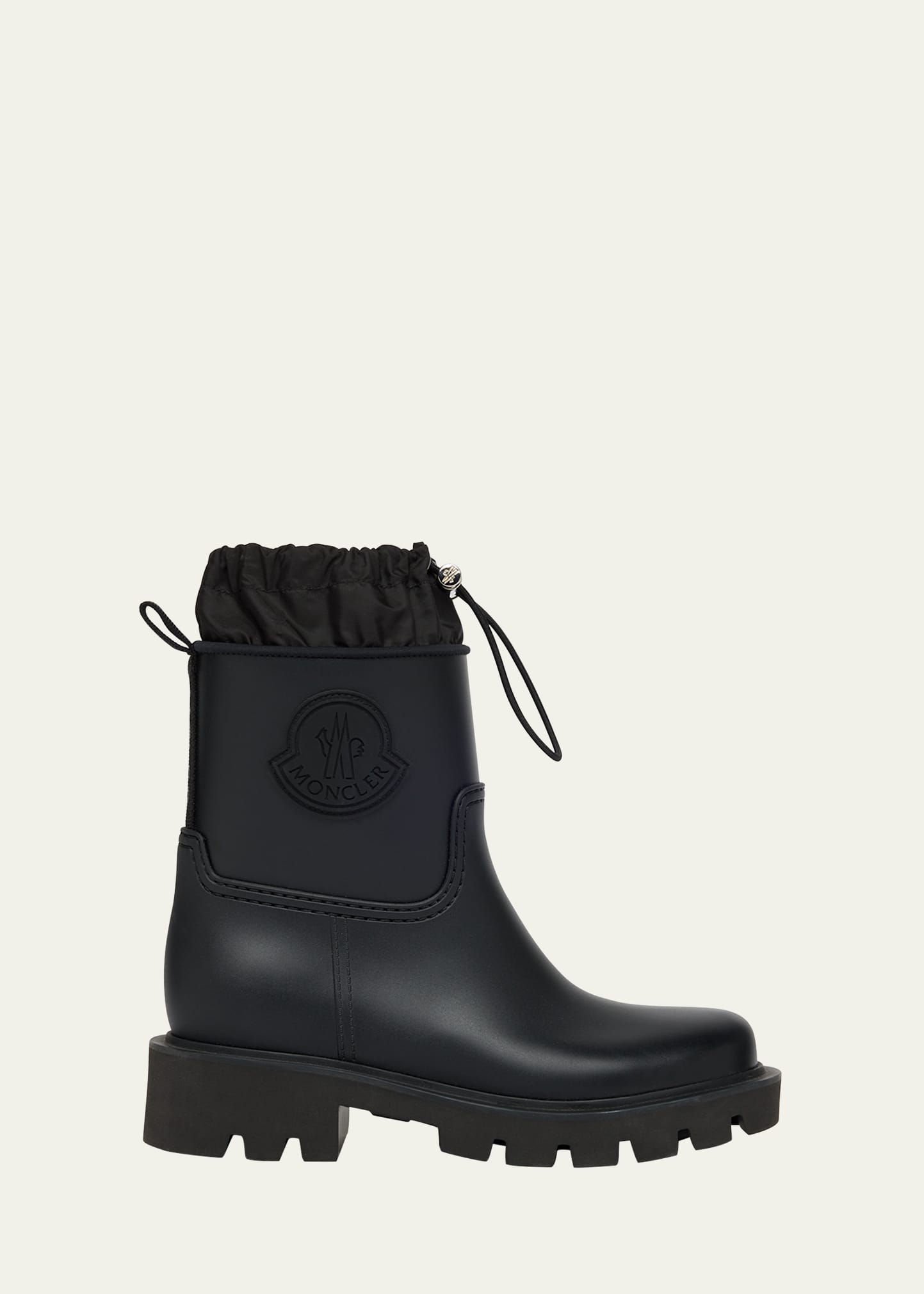 Moncler Kickstream Rubber Wellington Ankle Boots In Black