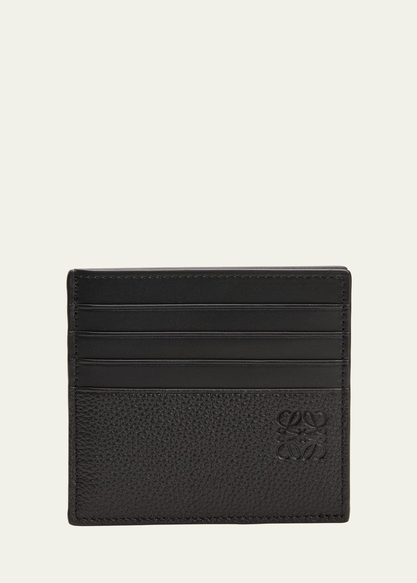Loewe Simple Open Cardholder In Supple Grained Calf Leather In Black