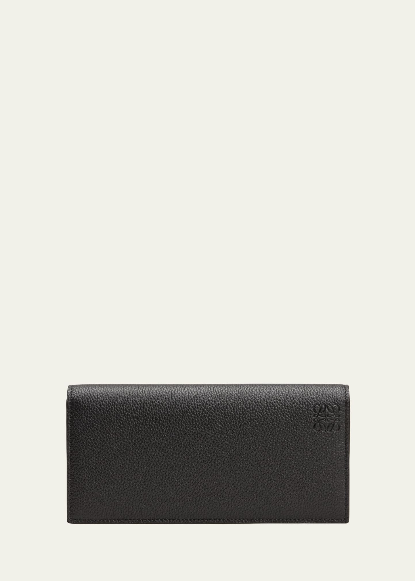 Loewe Men's Long Horizontal Leather Wallet In Black