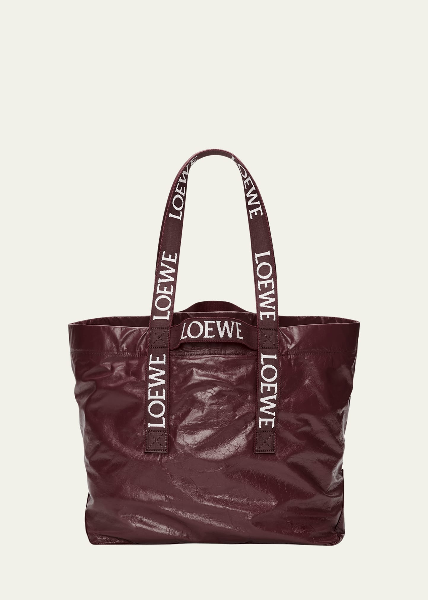 LOEWE MEN'S LEATHER FOLD SHOPPER BAG 