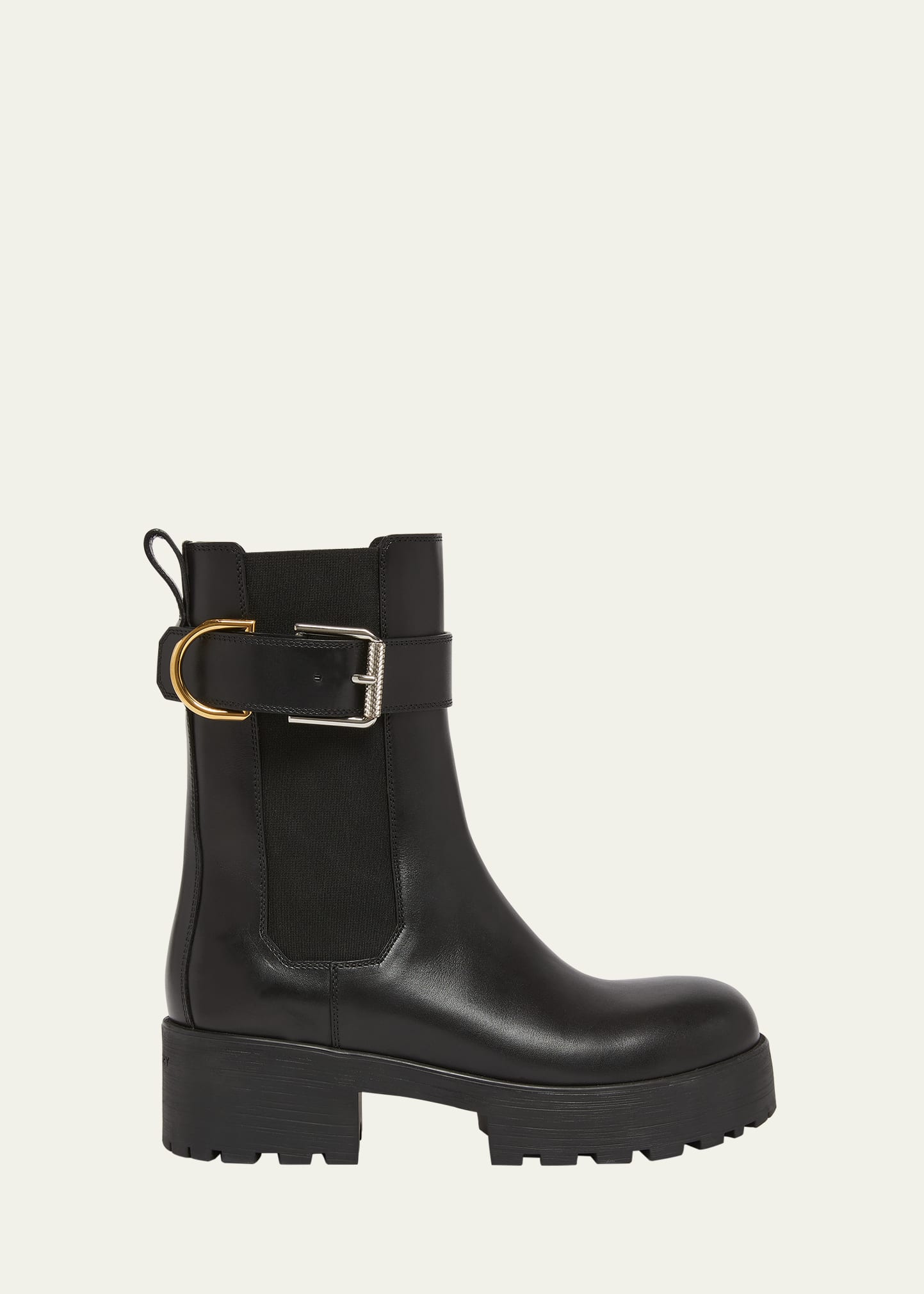 Givenchy Voyou Leather Buckle Chelsea Boots In Black