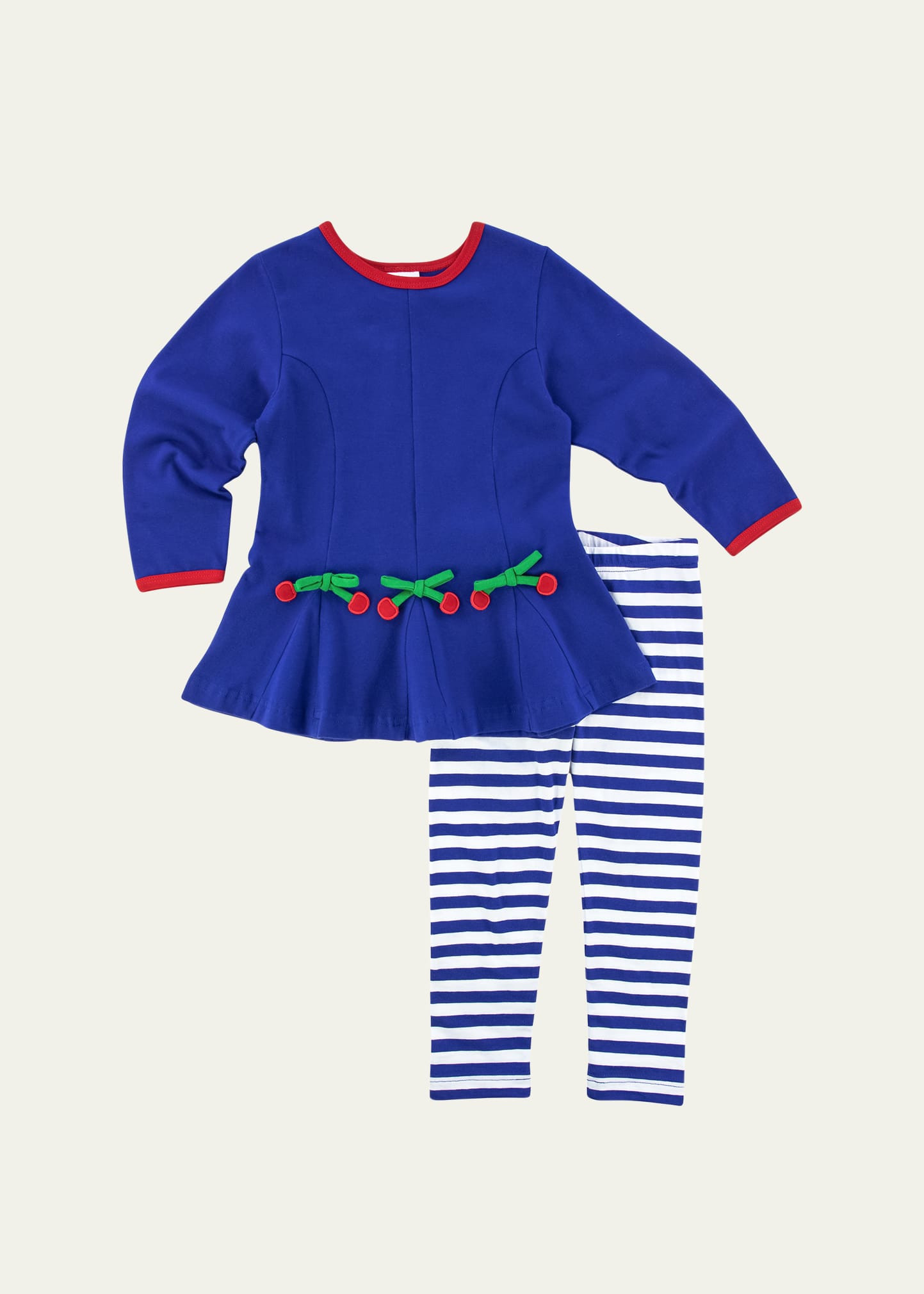 Girl's Knit Tunic W/ Cherries & Stripe Leggings, Size 2-6