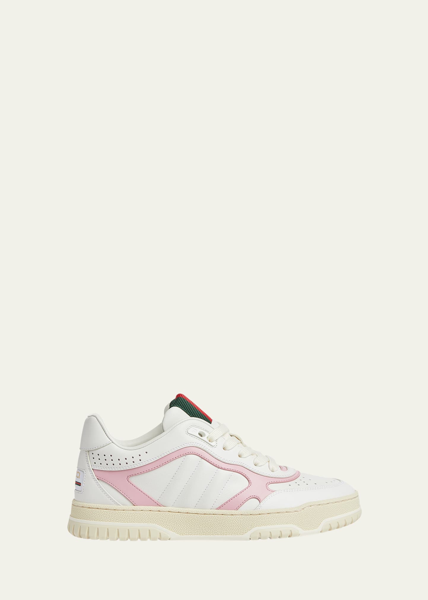 Gucci Women's Re-web Leather Sneakers In White/pink