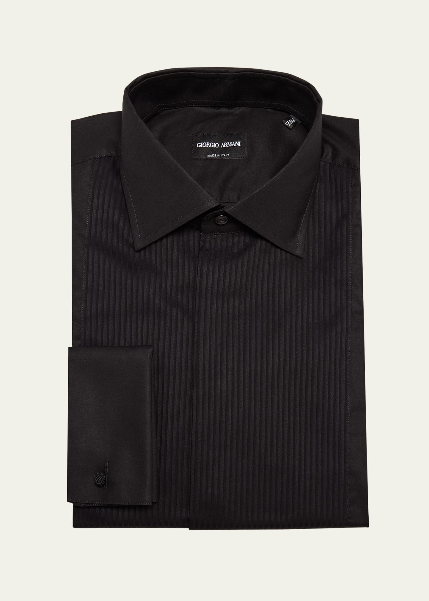Giorgio Armani Men's Formal Bib Dress Shirt In Solid Black
