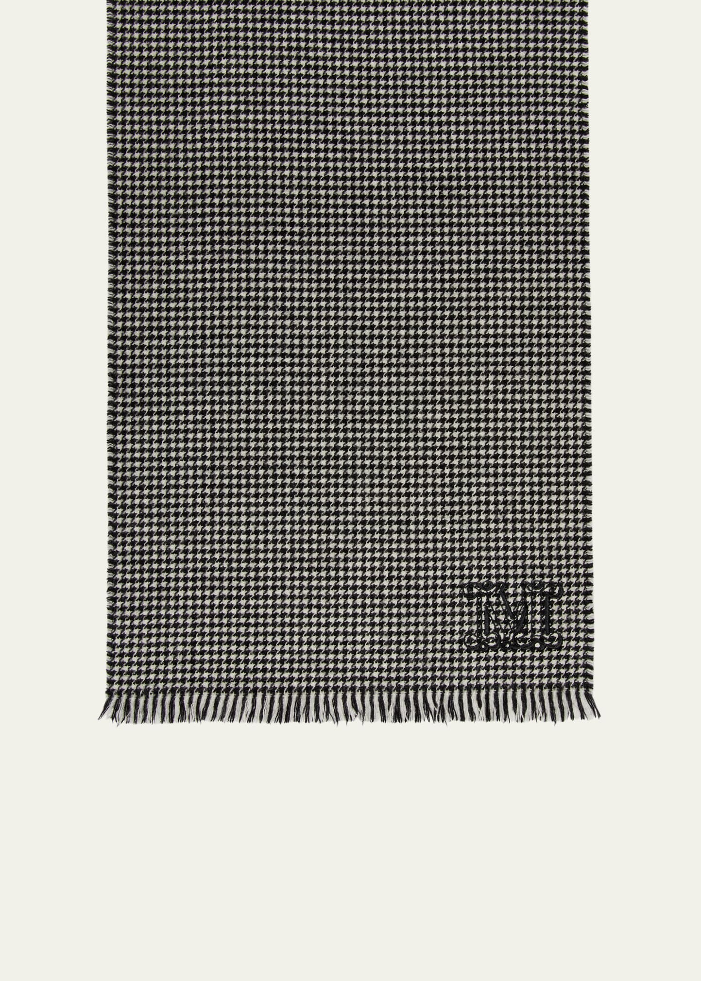 Max Mara Houndstooth Cashmere Scarf In Ivory