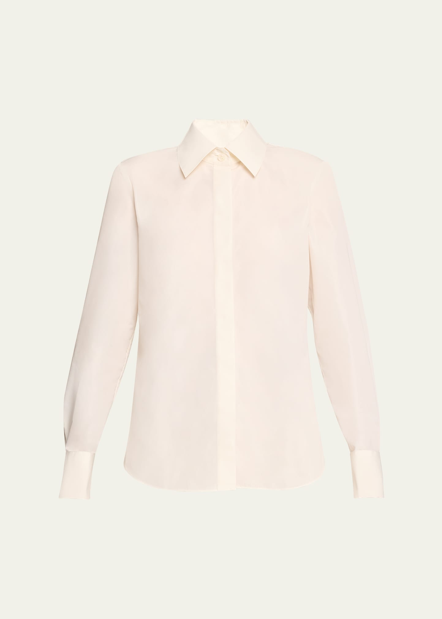 LAFAYETTE 148 BUTTON-DOWN RECYCLED TAFFETA BLOUSE 