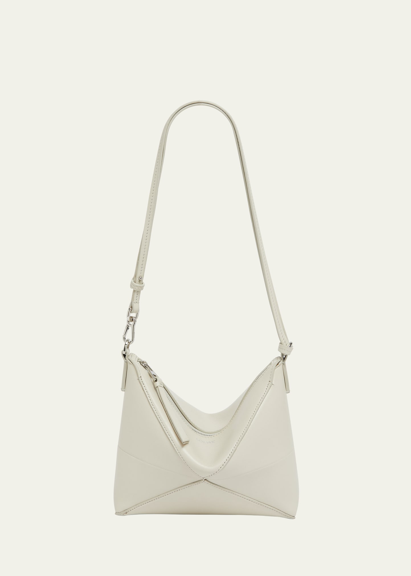 Loewe Puzzle Fold Leather Pouch Shoulder Bag In Sea Salt