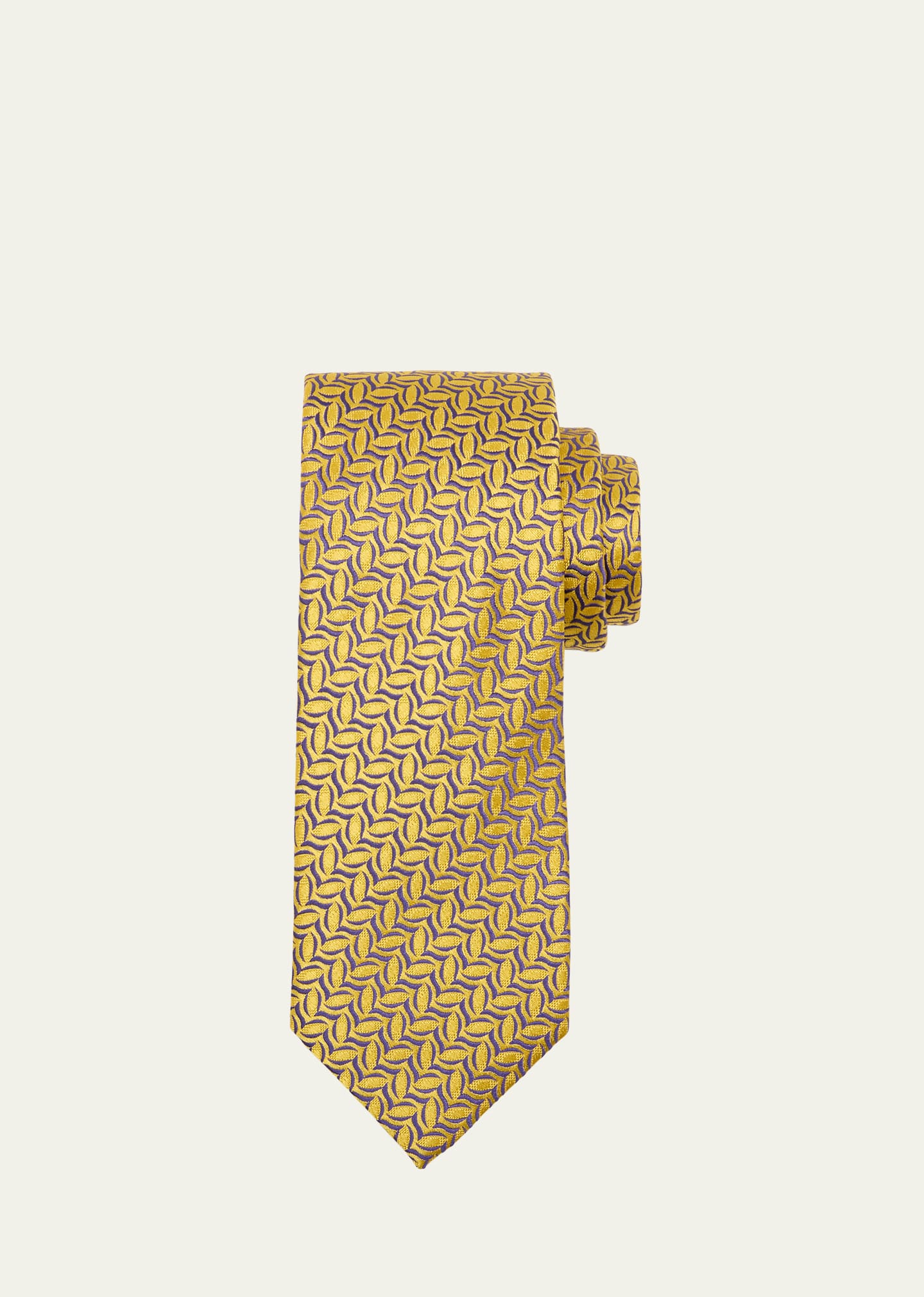 Men's Diagonal Oval Silk Tie