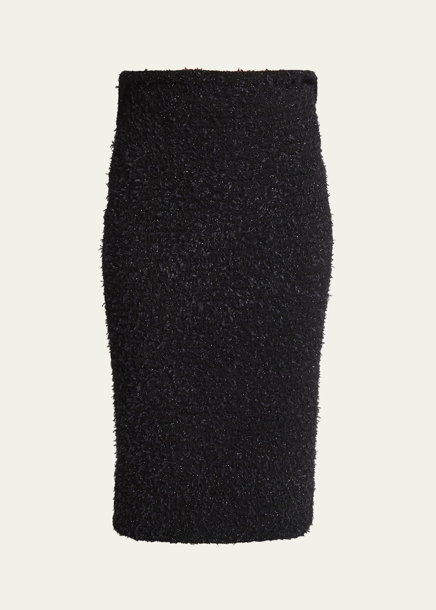 Balenciaga Cotton Tweed Knitted Midi Skirt In Noir