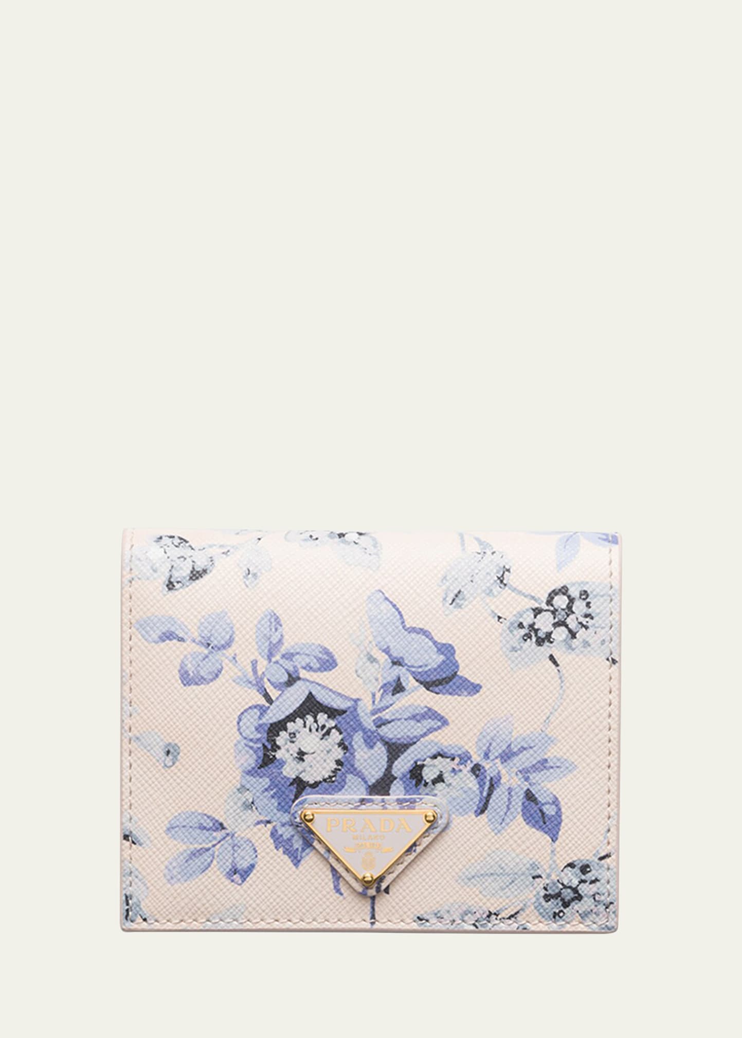 Prada Floral-print Leather Wallet In F0237 Pervinca