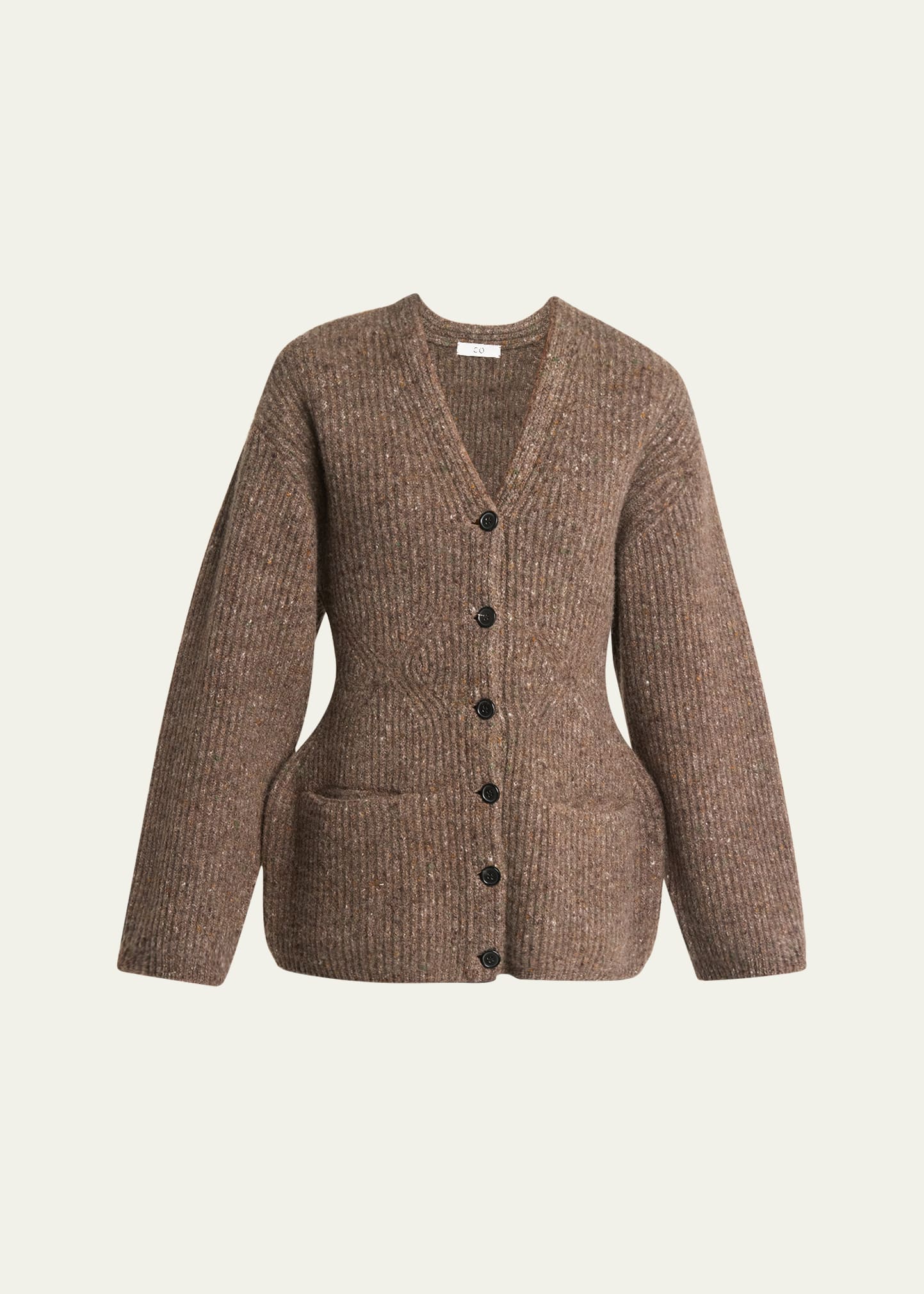 Co Structured Wool Cashmere Cardigan In Brown