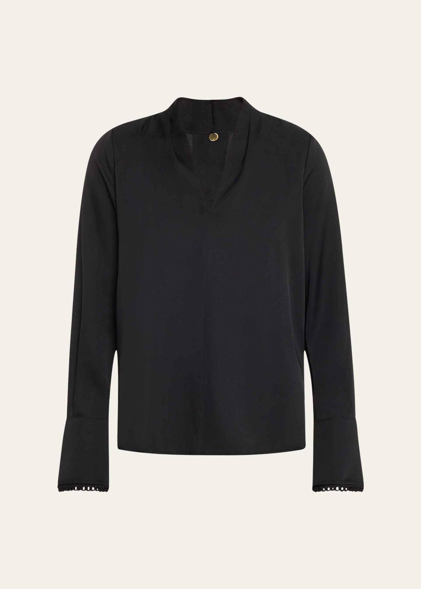Kobi Halperin Verily Braided-trim Silk Blouse In Black