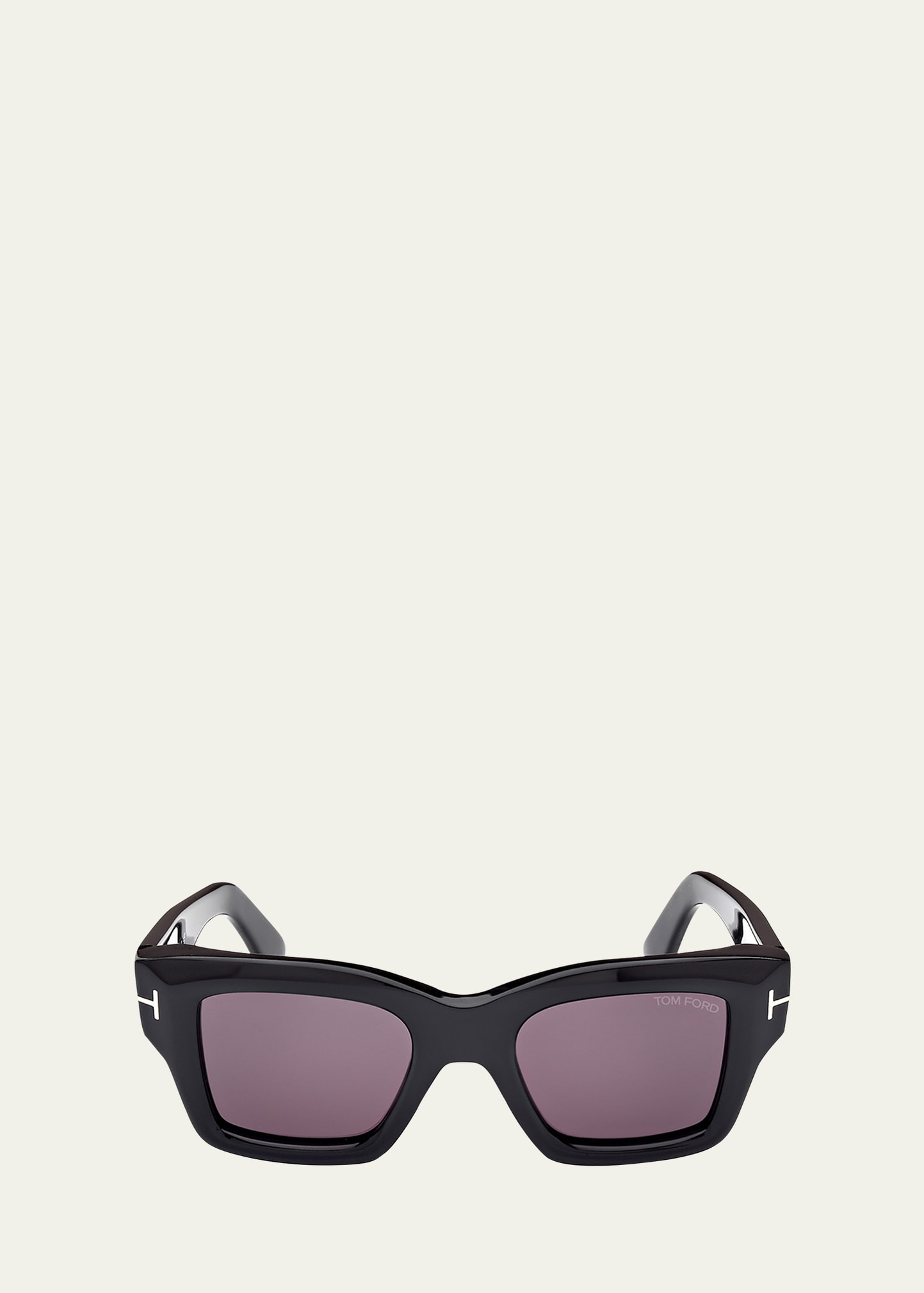 Shop Tom Ford Men's Ilias Acetate Square Sunglasses In Shiny Black