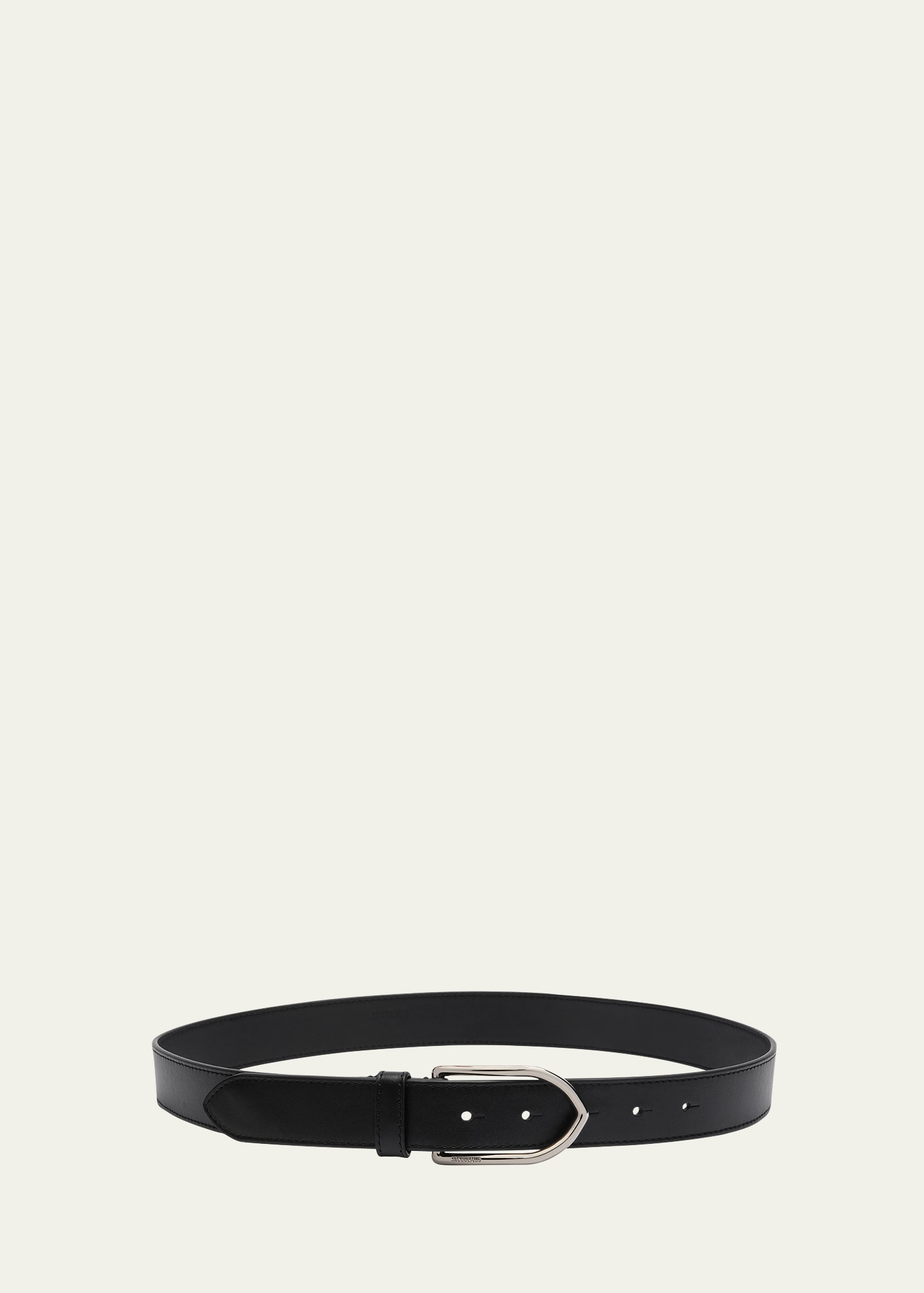 Jacquemus The Bambino Engraved-buckle Leather Belt In Black Silver