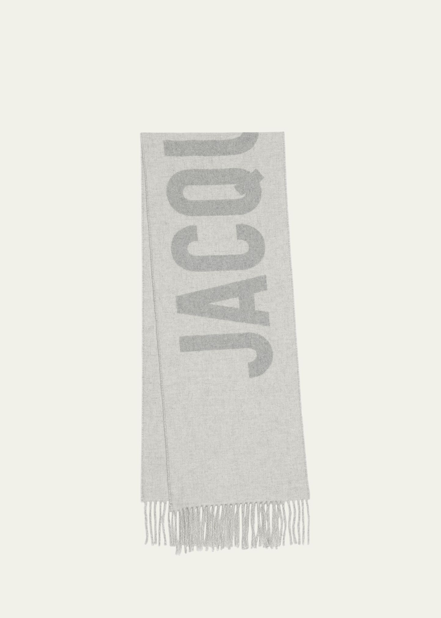 Jacquemus Le Charpe Logo Virgin Wool Scarf In Grey