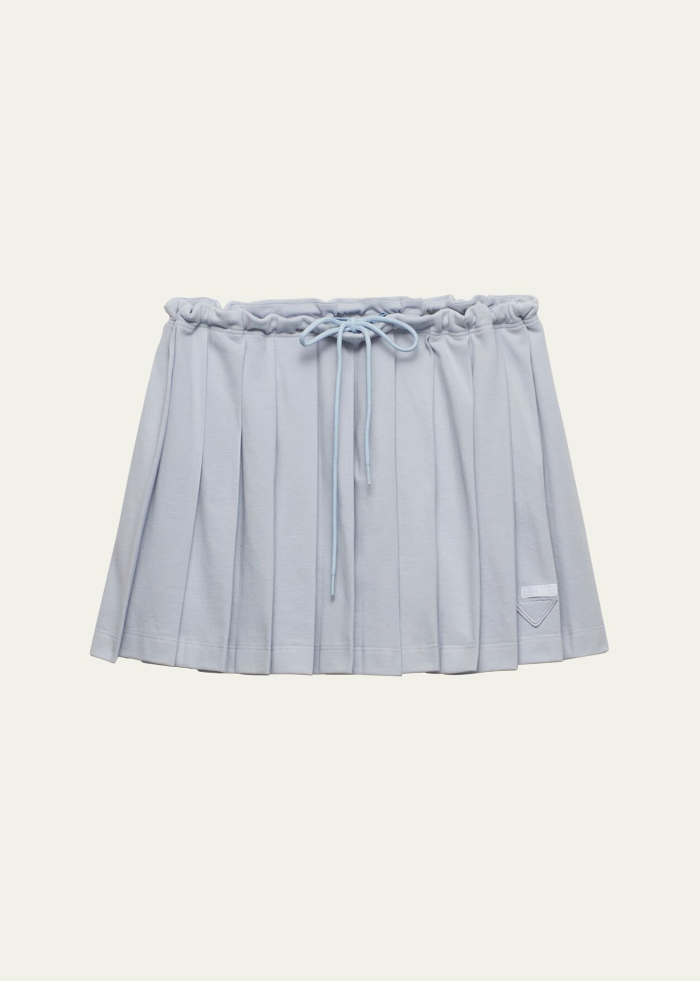 Prada Pleated Pique Drawstring Mini Skirt In F0m10 Astro
