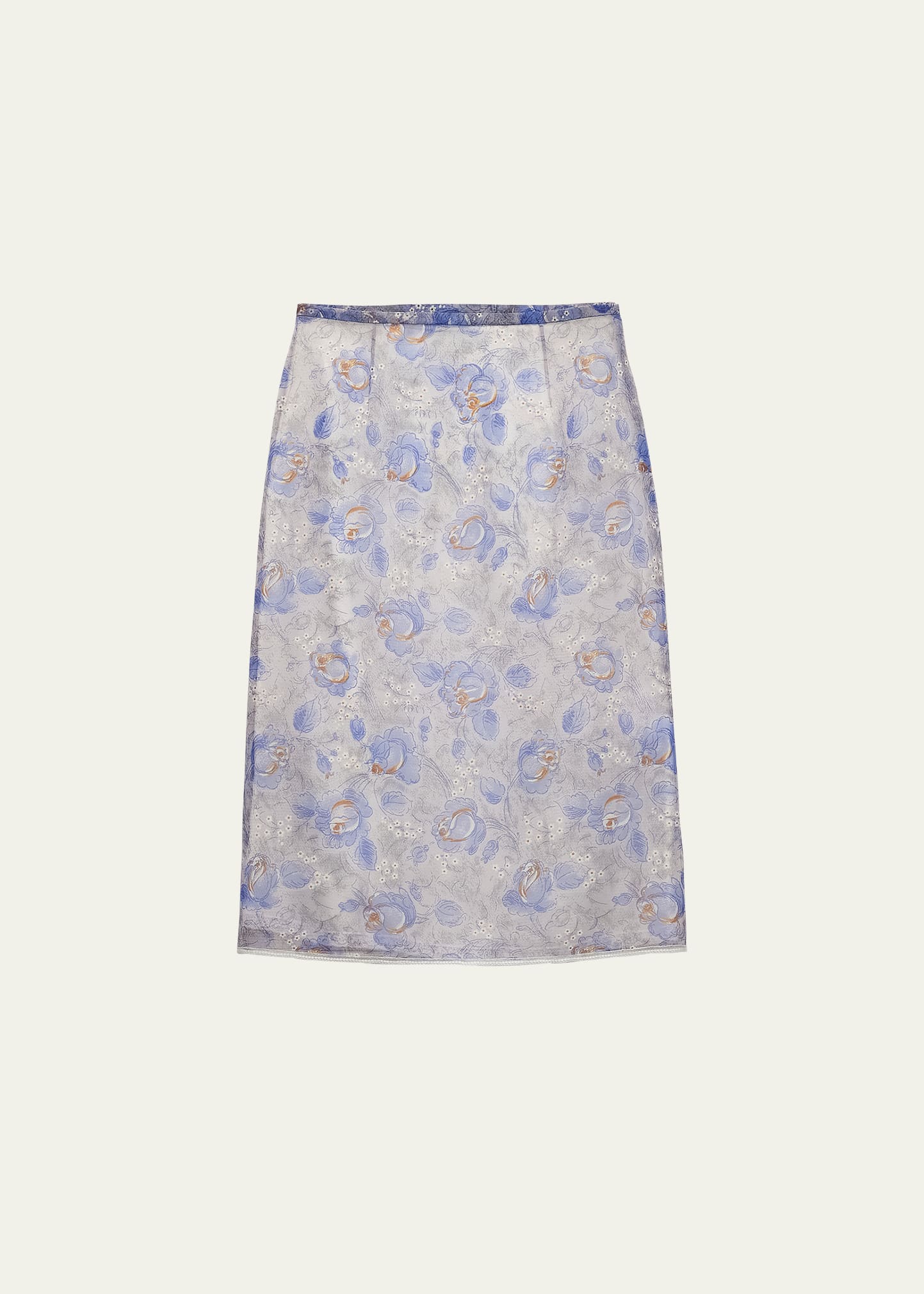 Shop Prada Floral Nylon Skirt In F0013 Azzurro