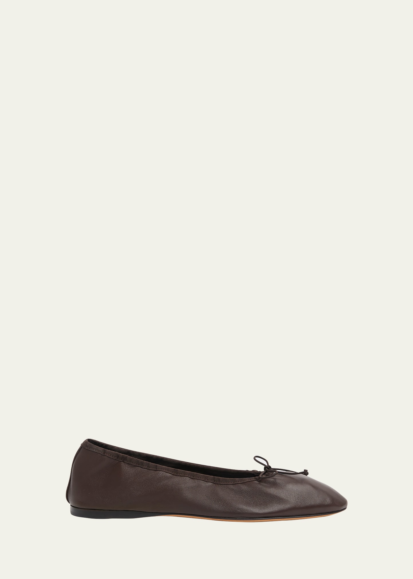 The Row Awar Leather Bow Ballerina Flats In Brown