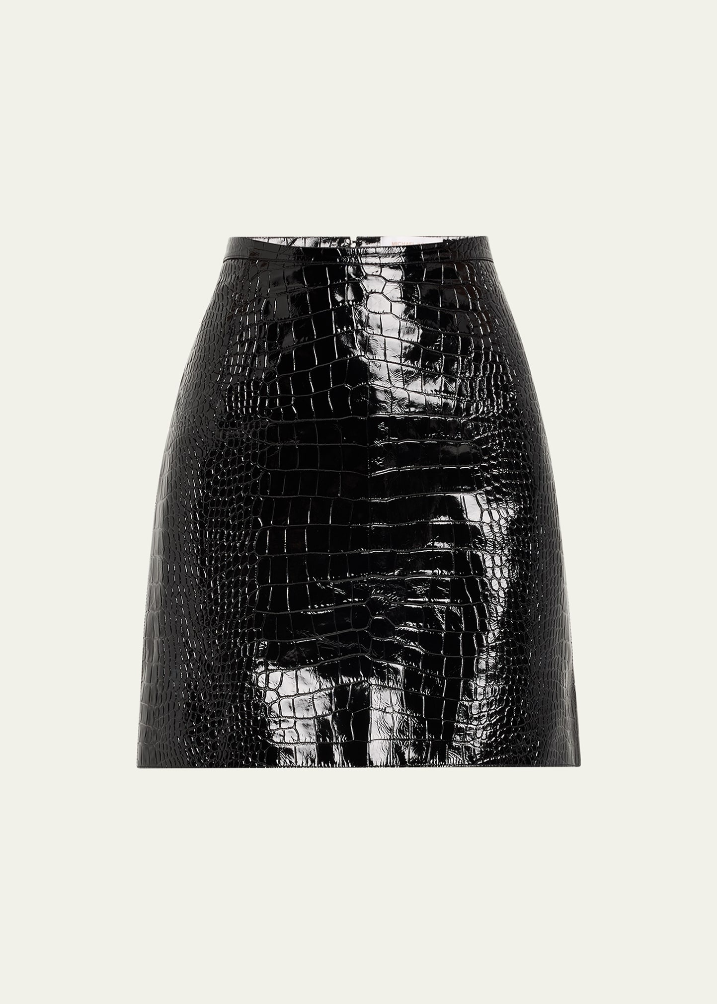 Michael Kors Croc Leather Mini Skirt In Black
