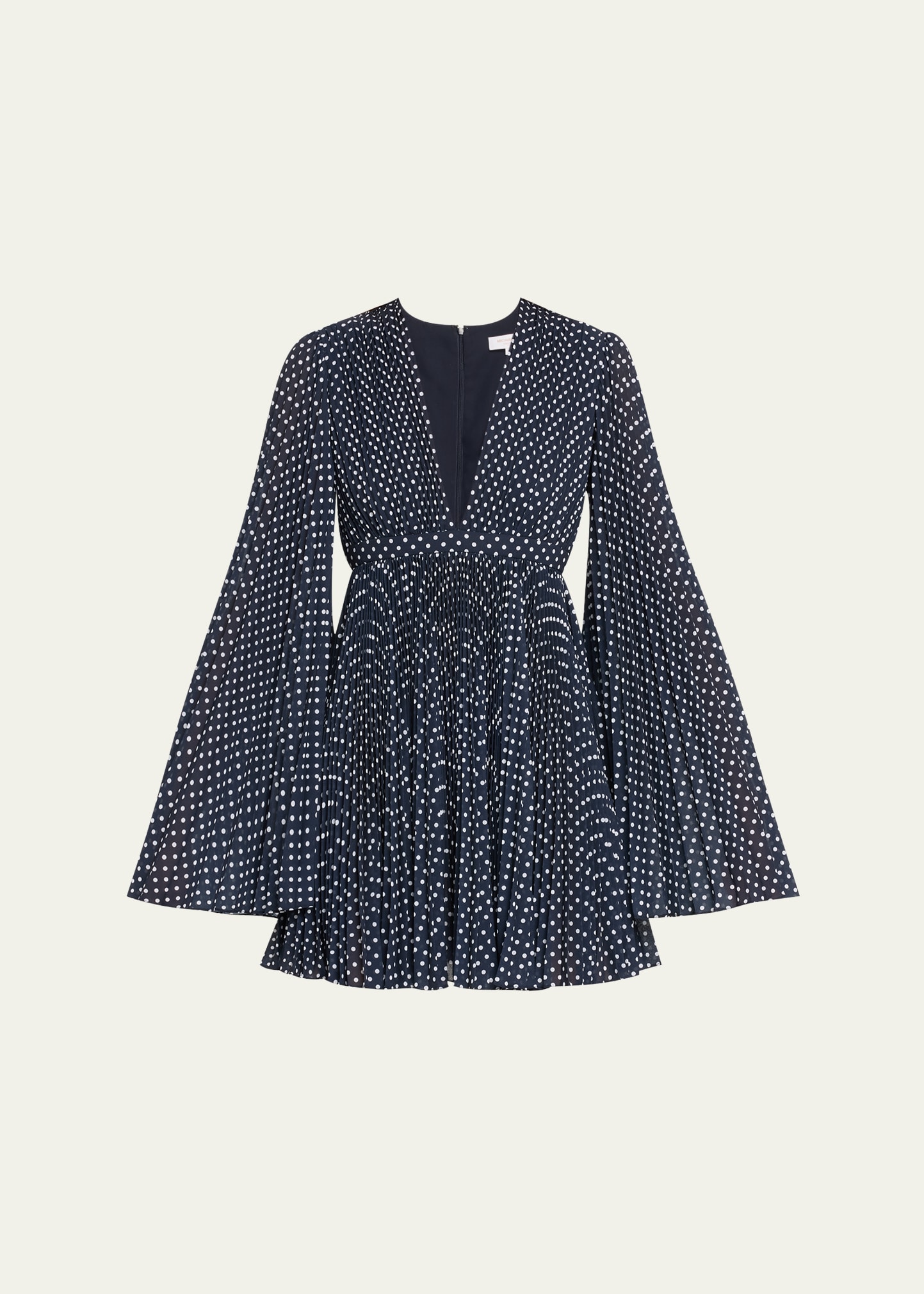 Michael Kors Polka Dot Pleated Fit-flare Mini Dress In Mdnght/opt