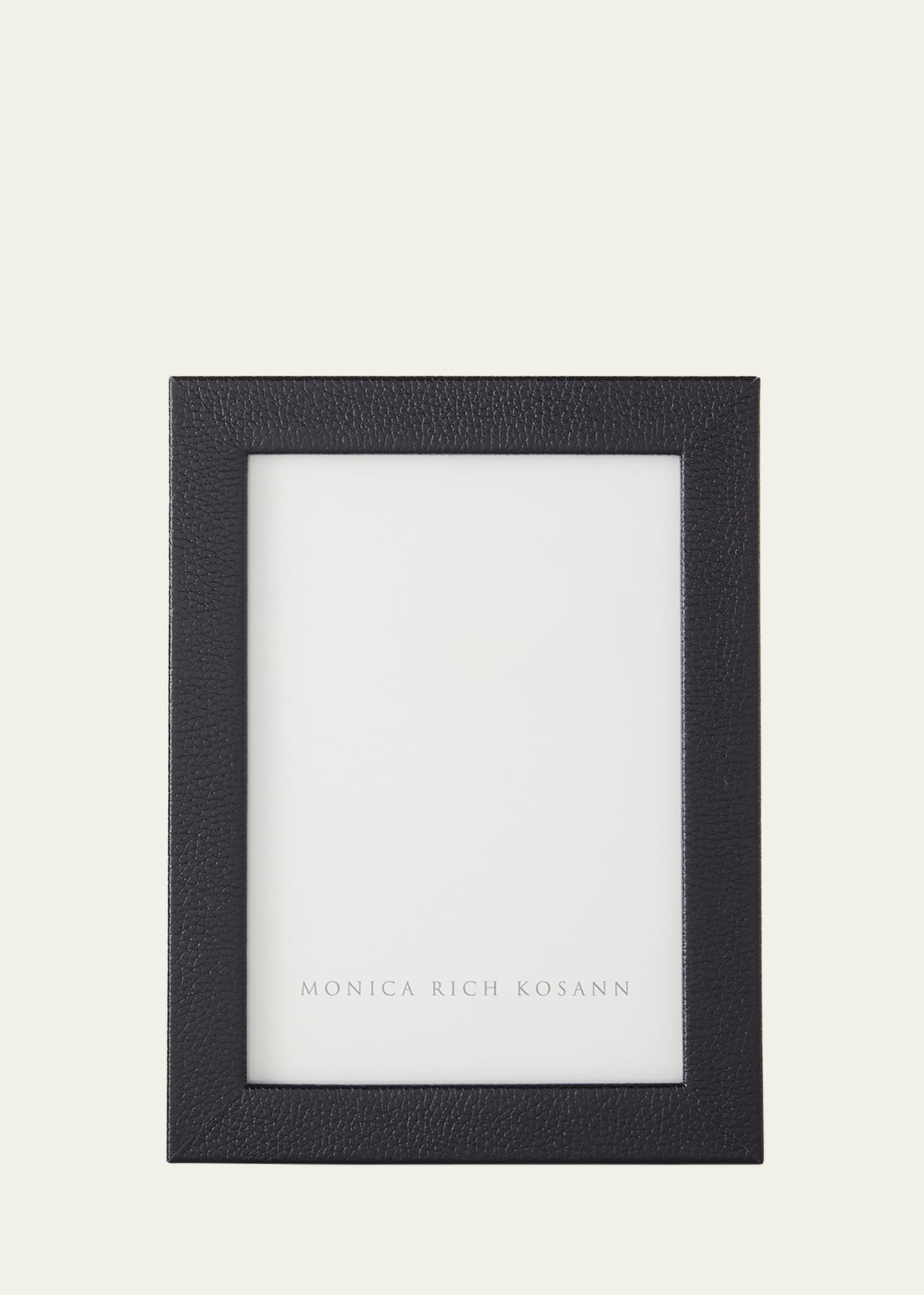 Monica Rich Kosann Black Pebbled Leather Frame, 5" X 7" In Multi
