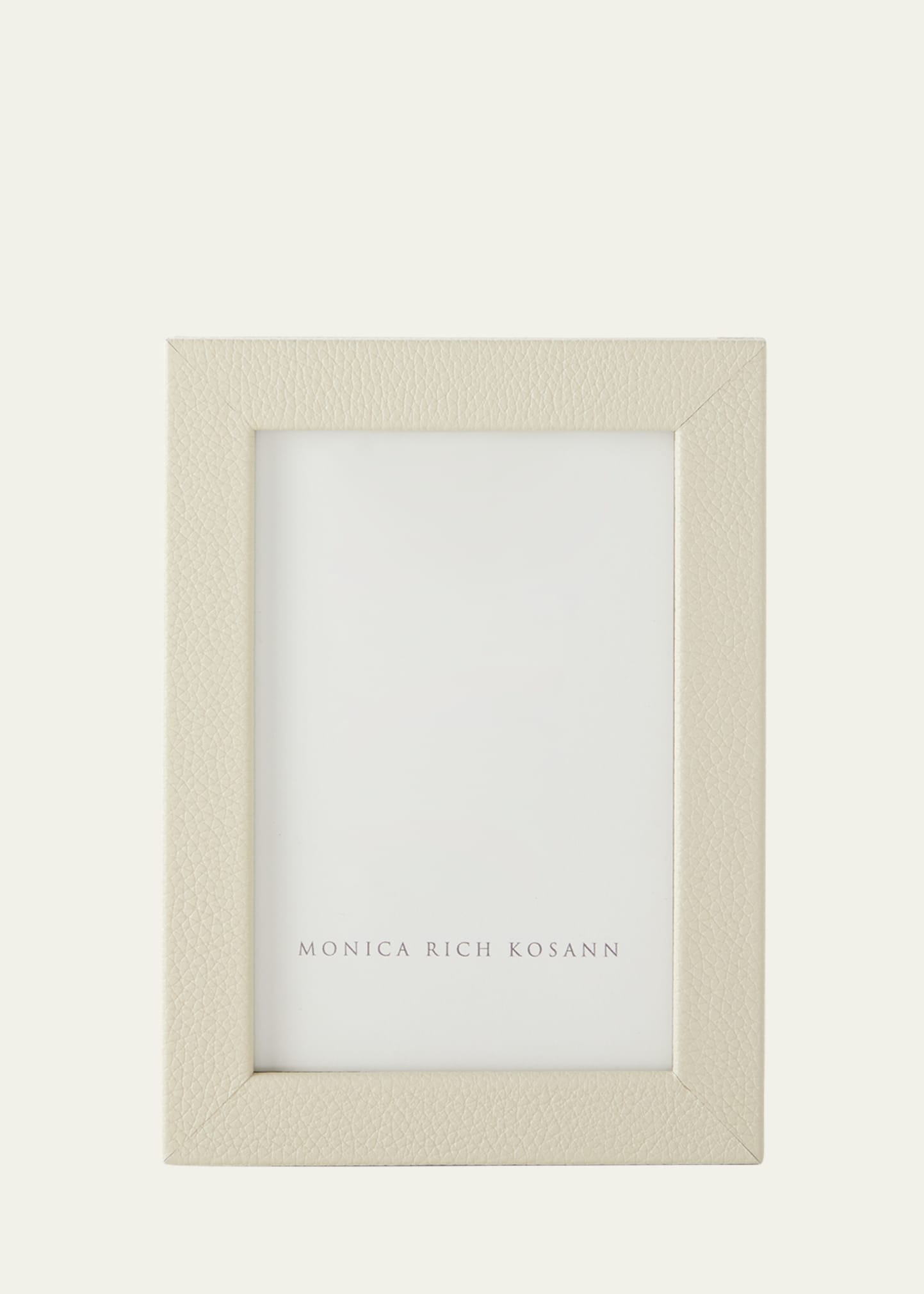 Monica Rich Kosann Cream Pebbled Leather Frame, 4" X 6" In Multi